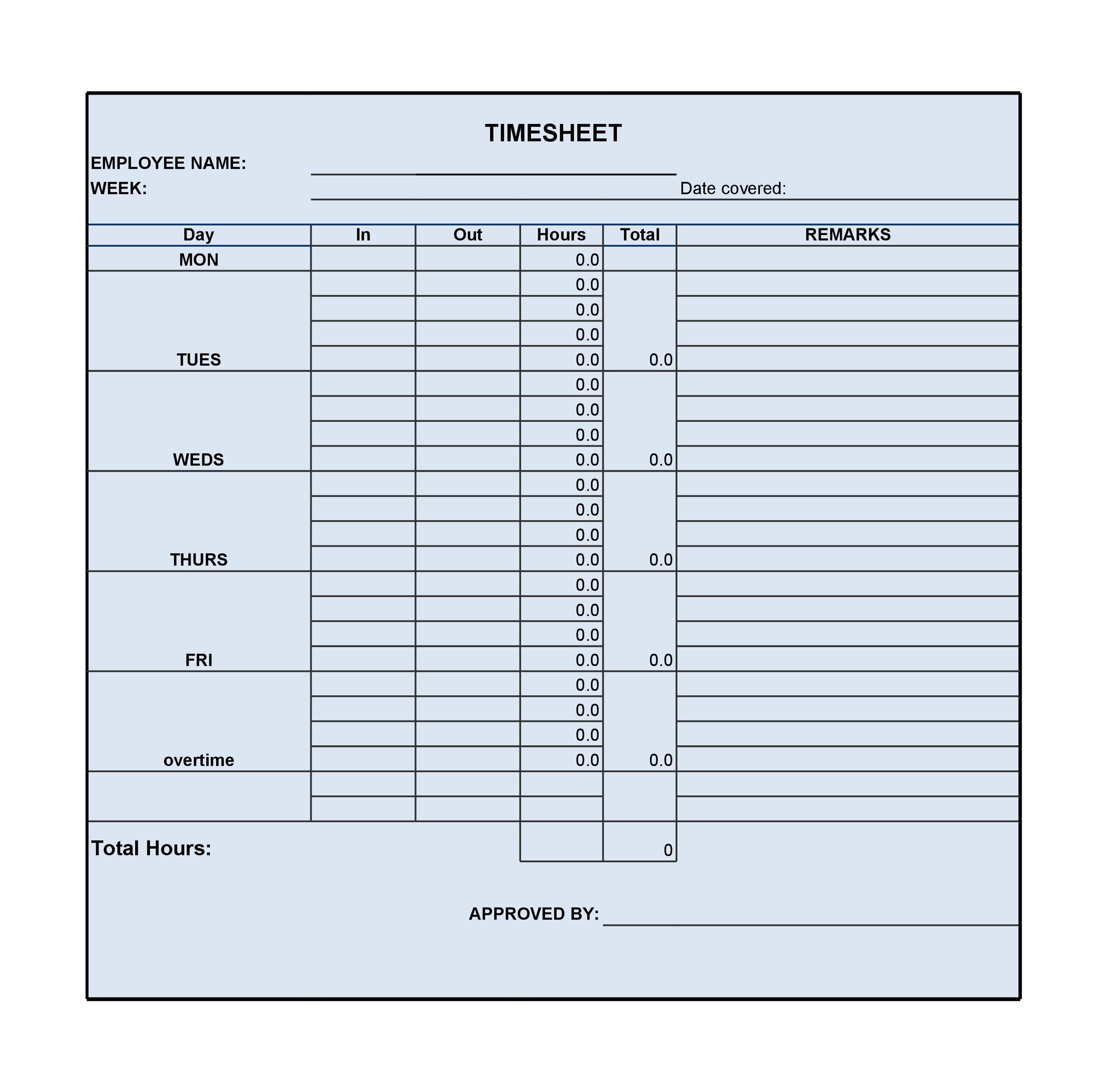 Time Card Template For Word