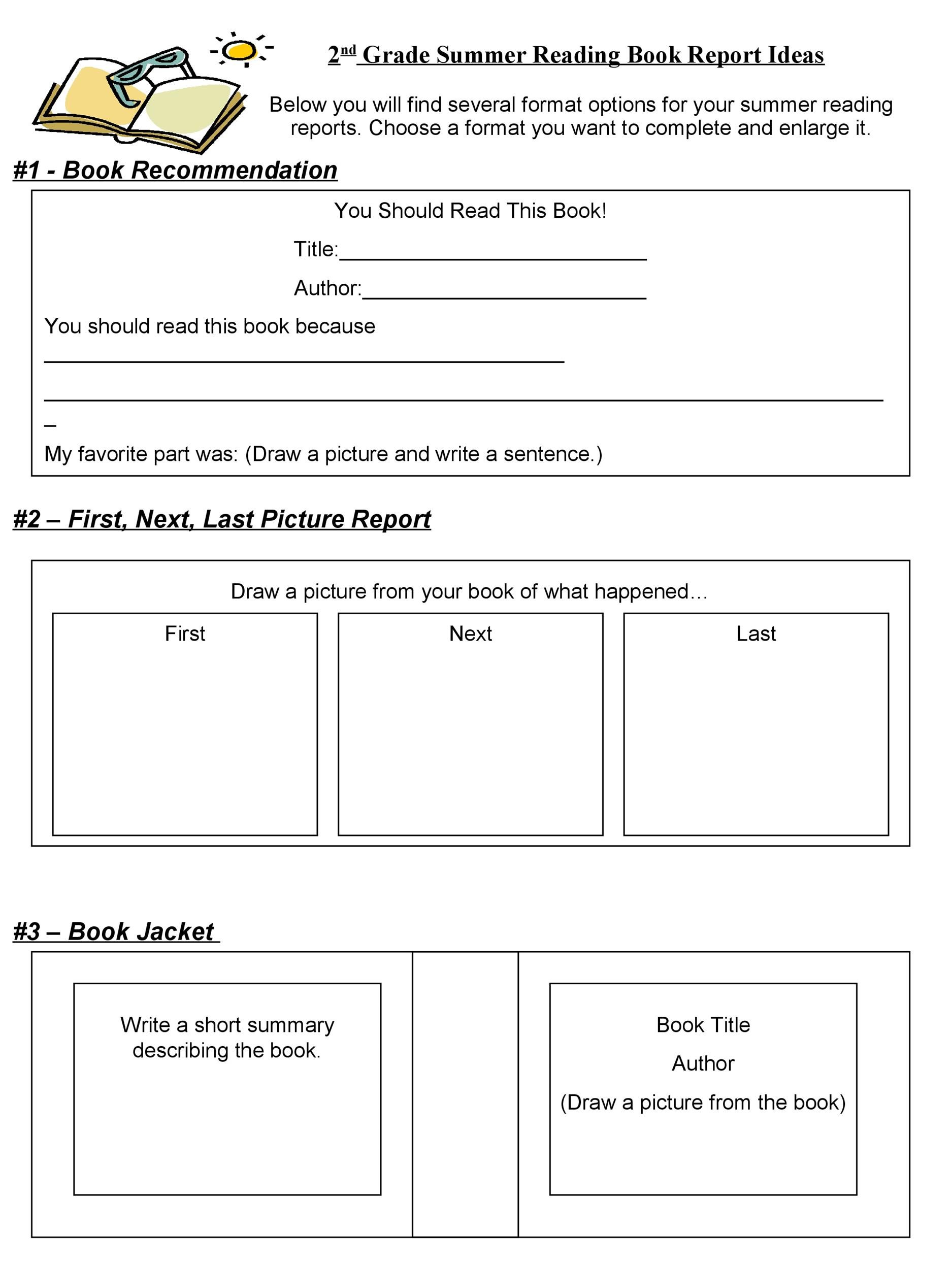 First Grade Book Report Templates