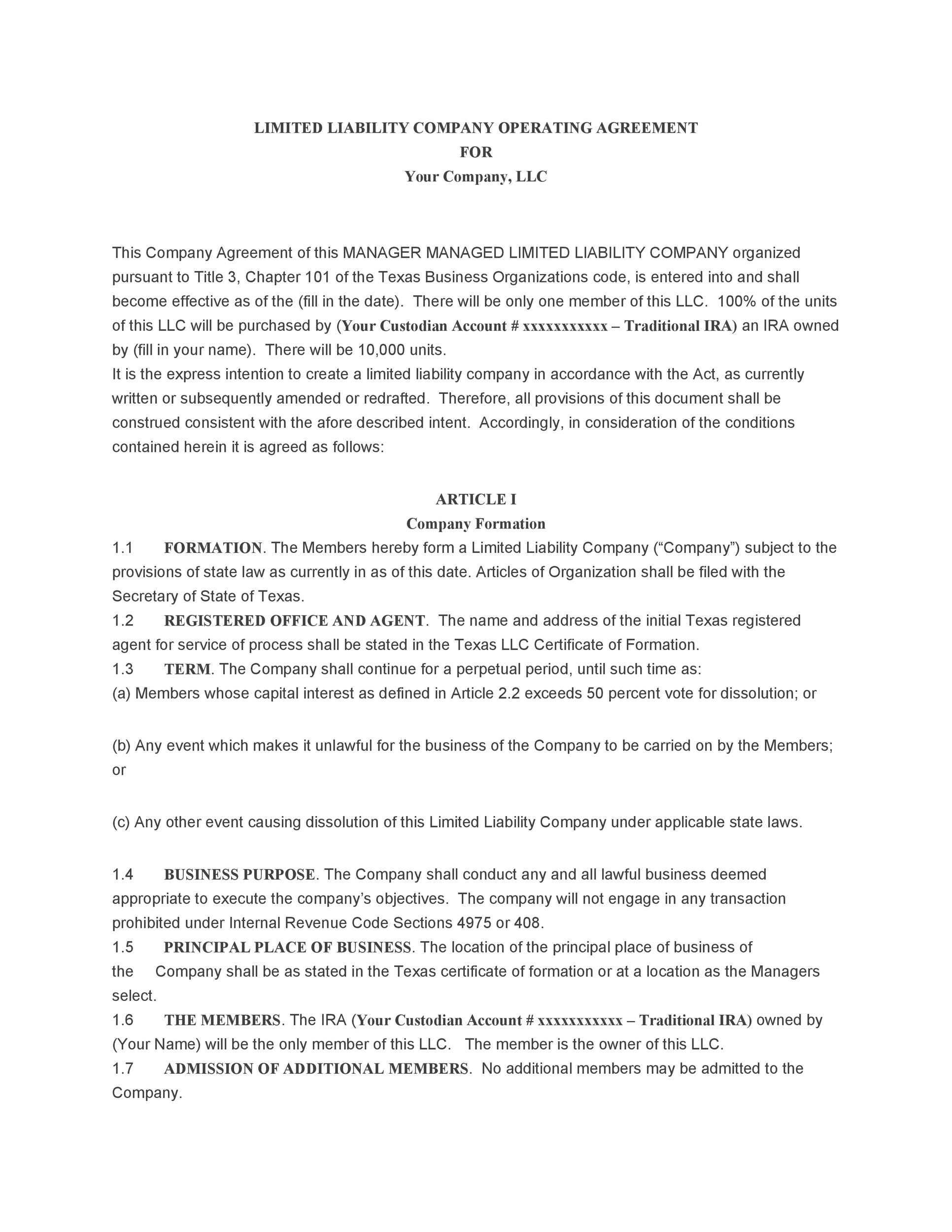 30 Professional Llc Operating Agreement Templates ᐅ Templatelab