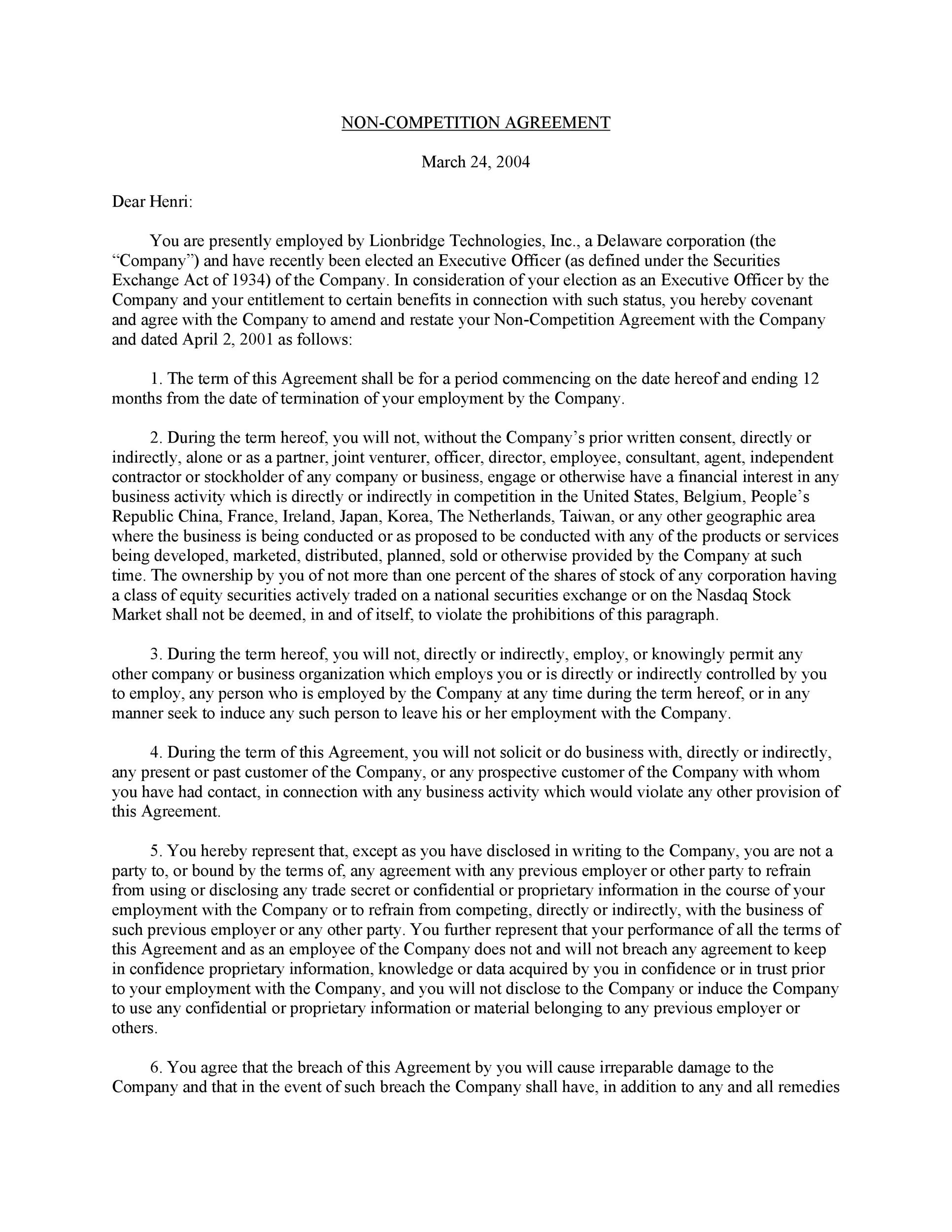 39 Ready-to-use Non-Compete Agreement Templates ᐅ Template Lab