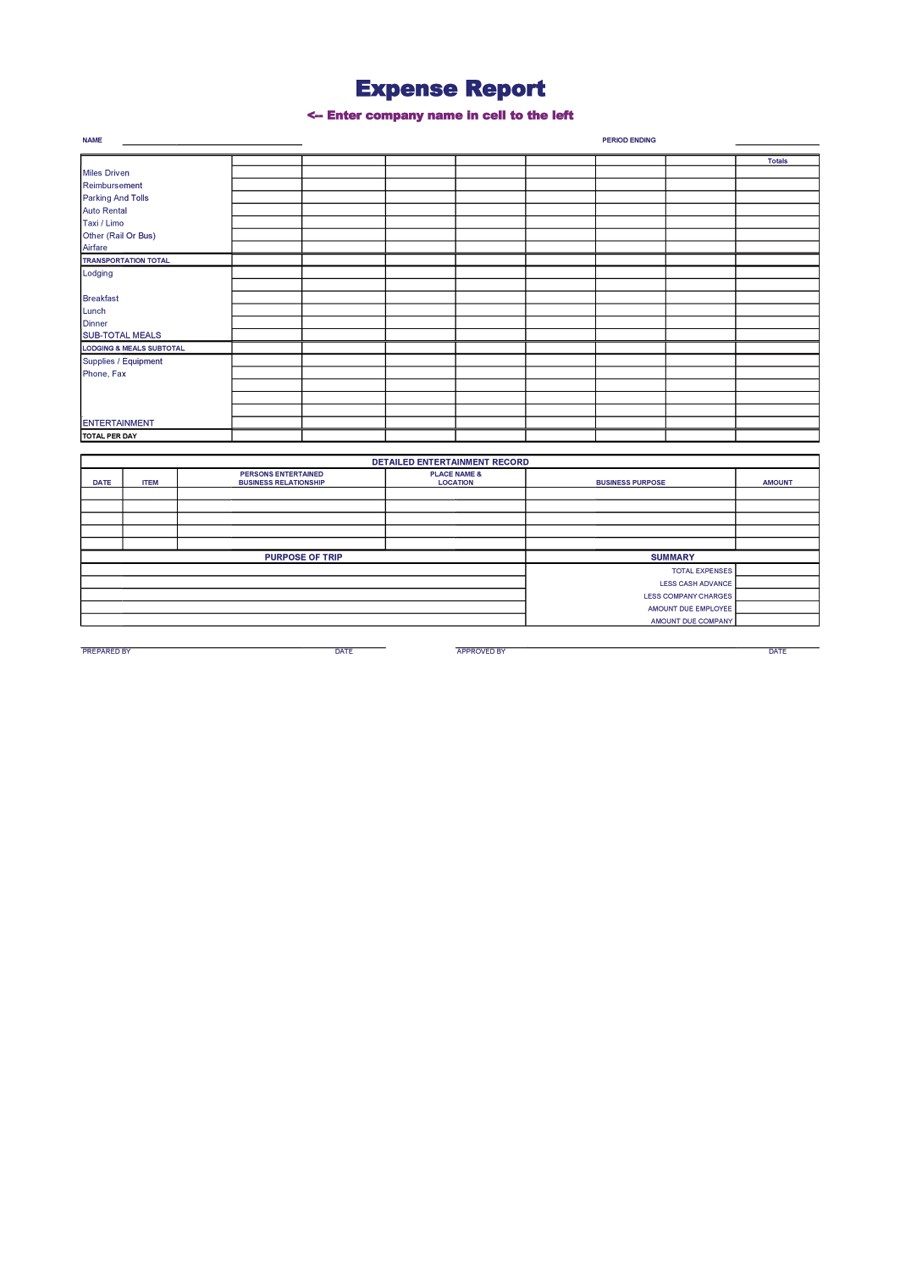 40 Expense Report Templates To Help You Save Money ᐅ Templatelab