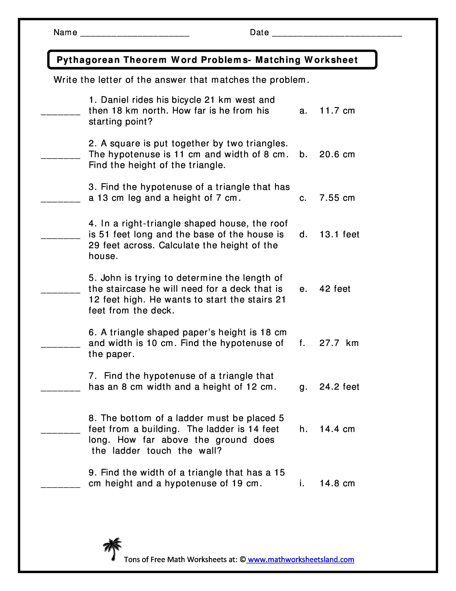 48 Pythagorean Theorem Worksheet With Answers Word Pdf