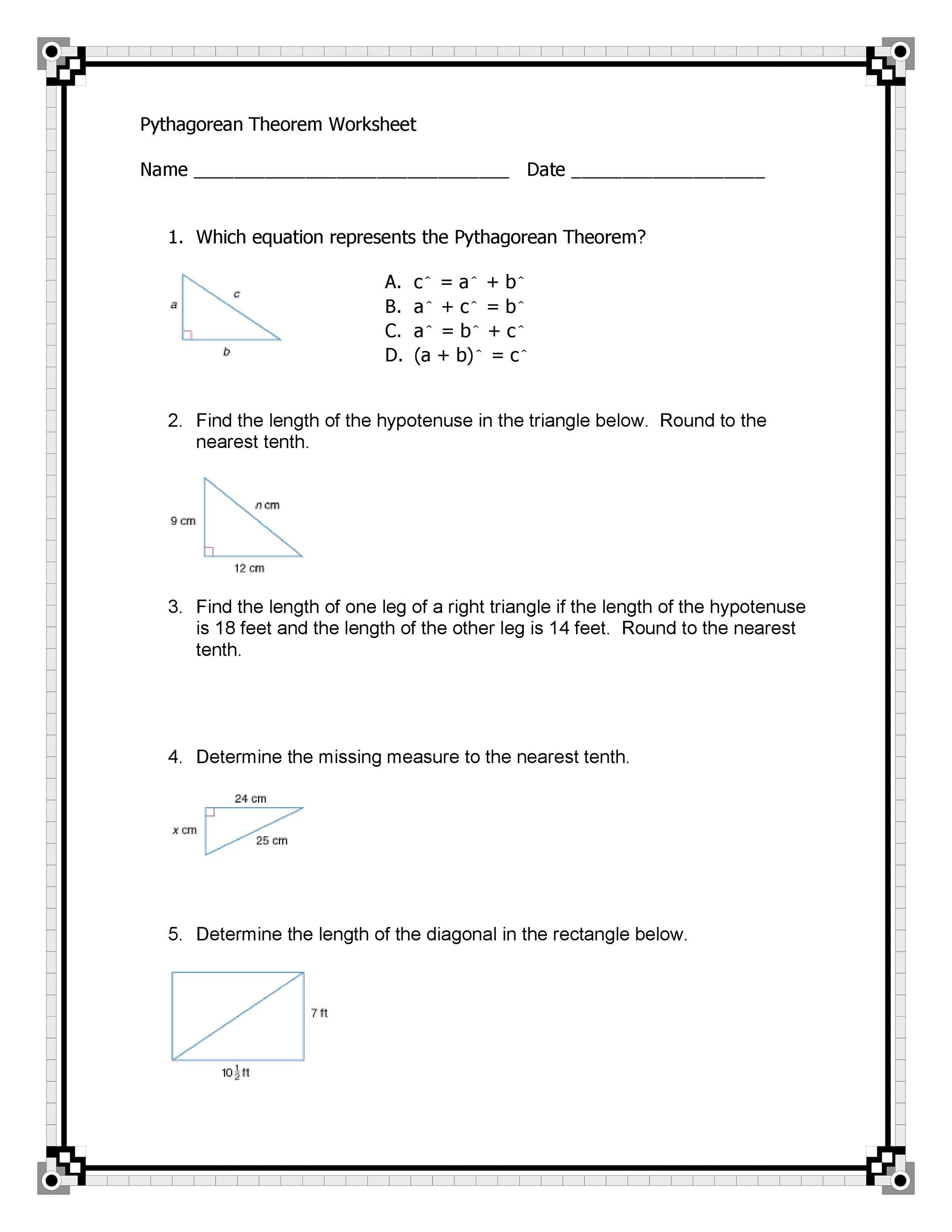 48 pythagorean theorem worksheet with answers [word + pdf]