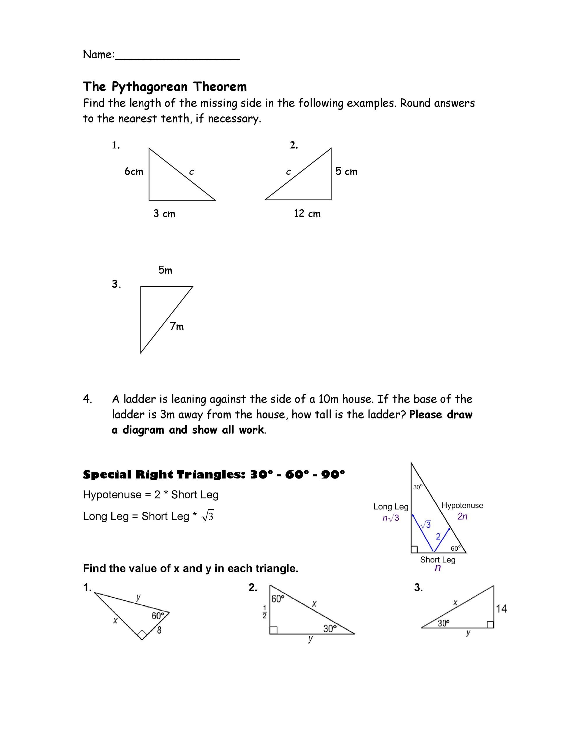 48 pythagorean theorem worksheet with answers [word + pdf]