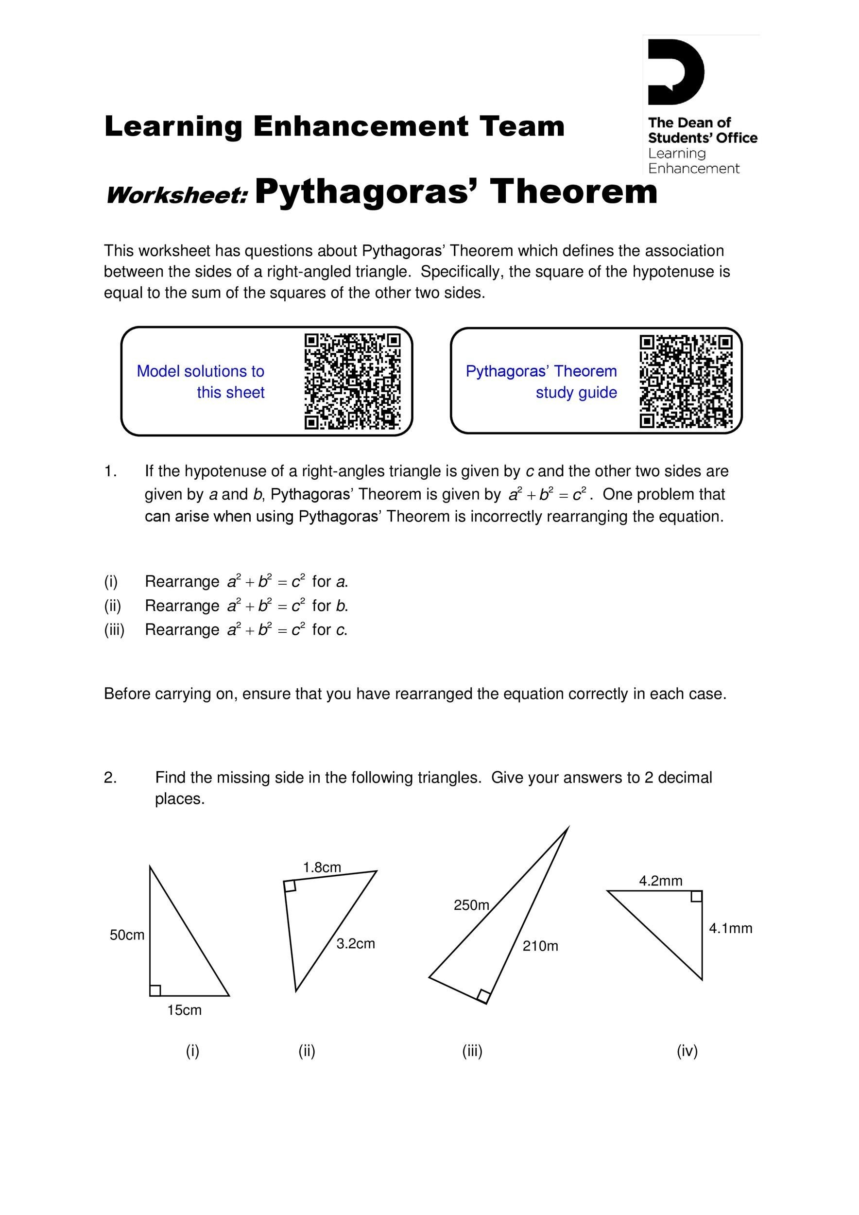 48 pythagorean theorem worksheet with answers [word + pdf]