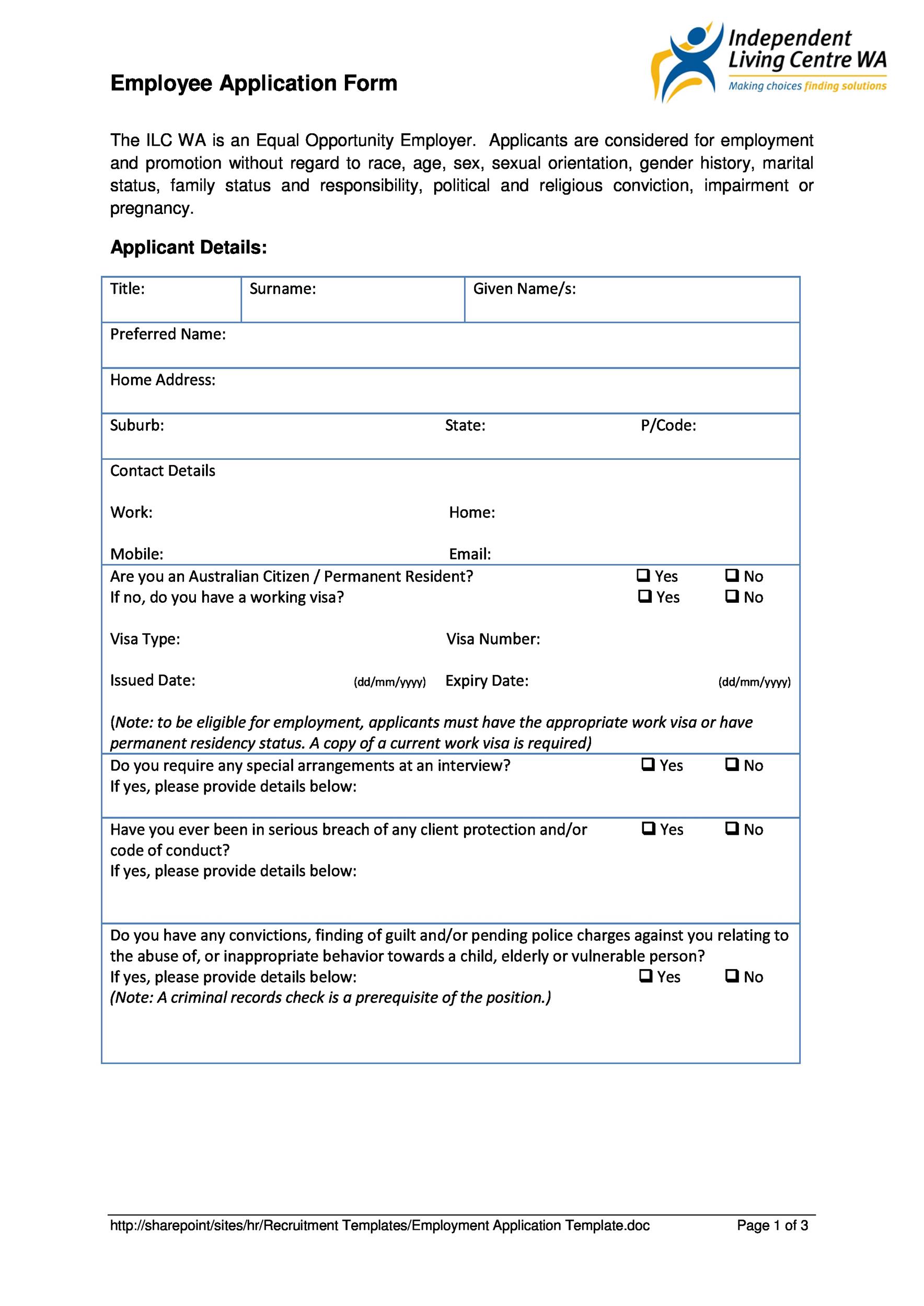 Child Registration Form Template