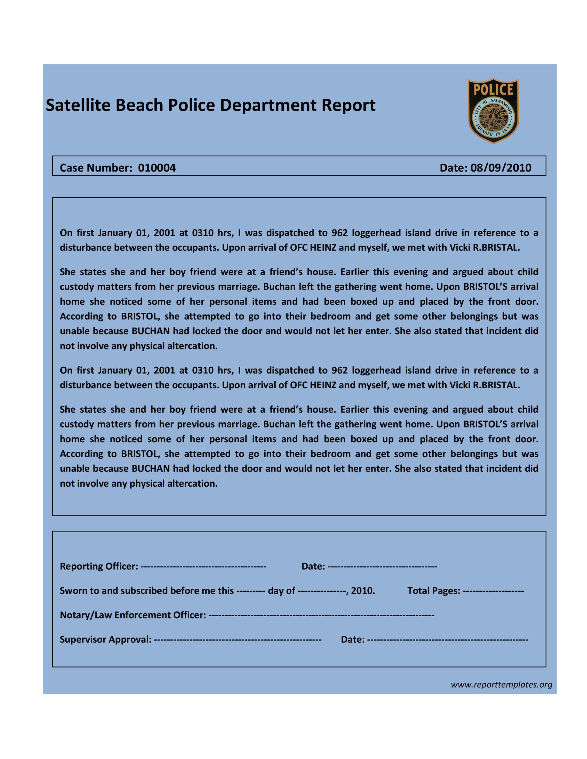 Police Report Examples