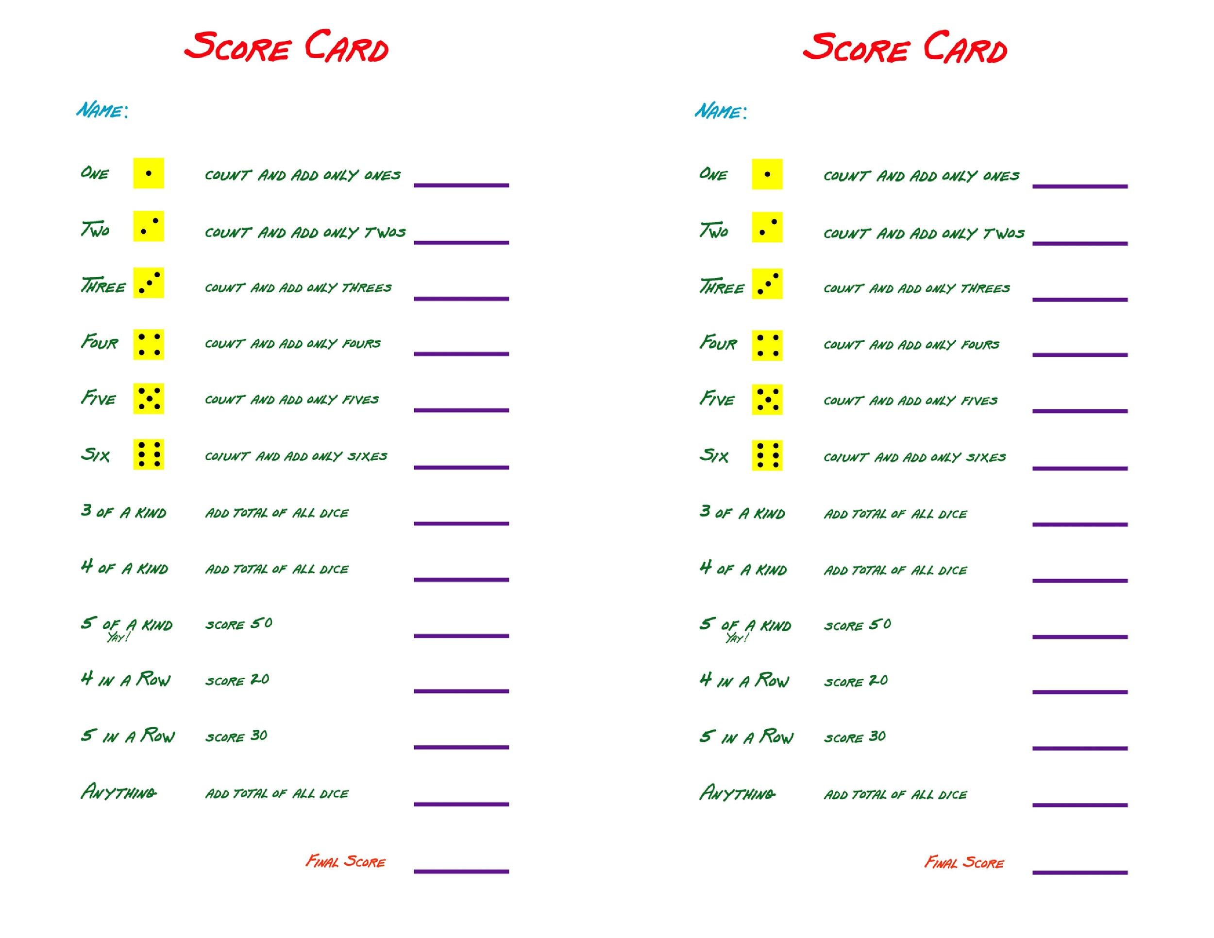 28 printable yahtzee score sheets cards 101 free