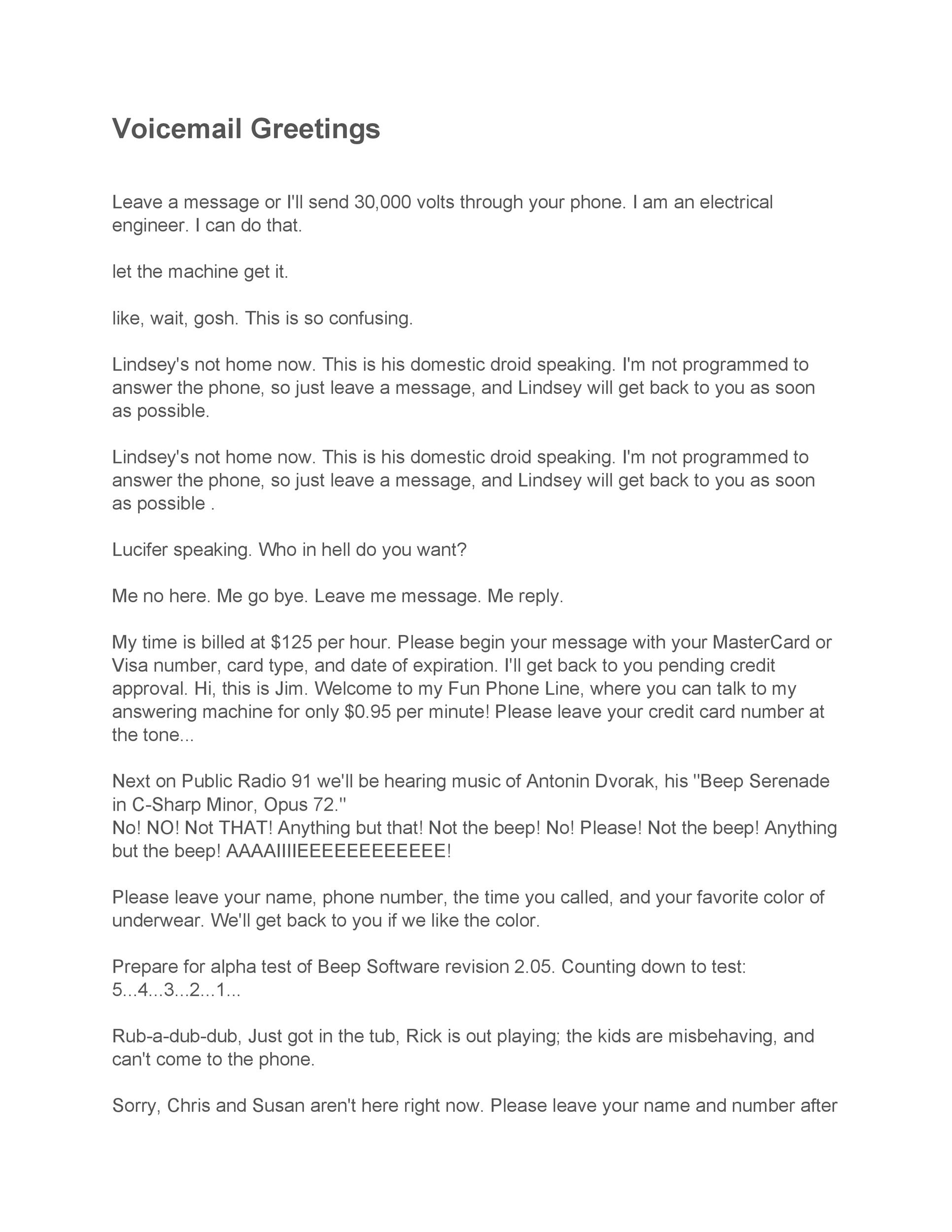 40 Voicemail Greetings Phone Message Templates Business Funny Professional