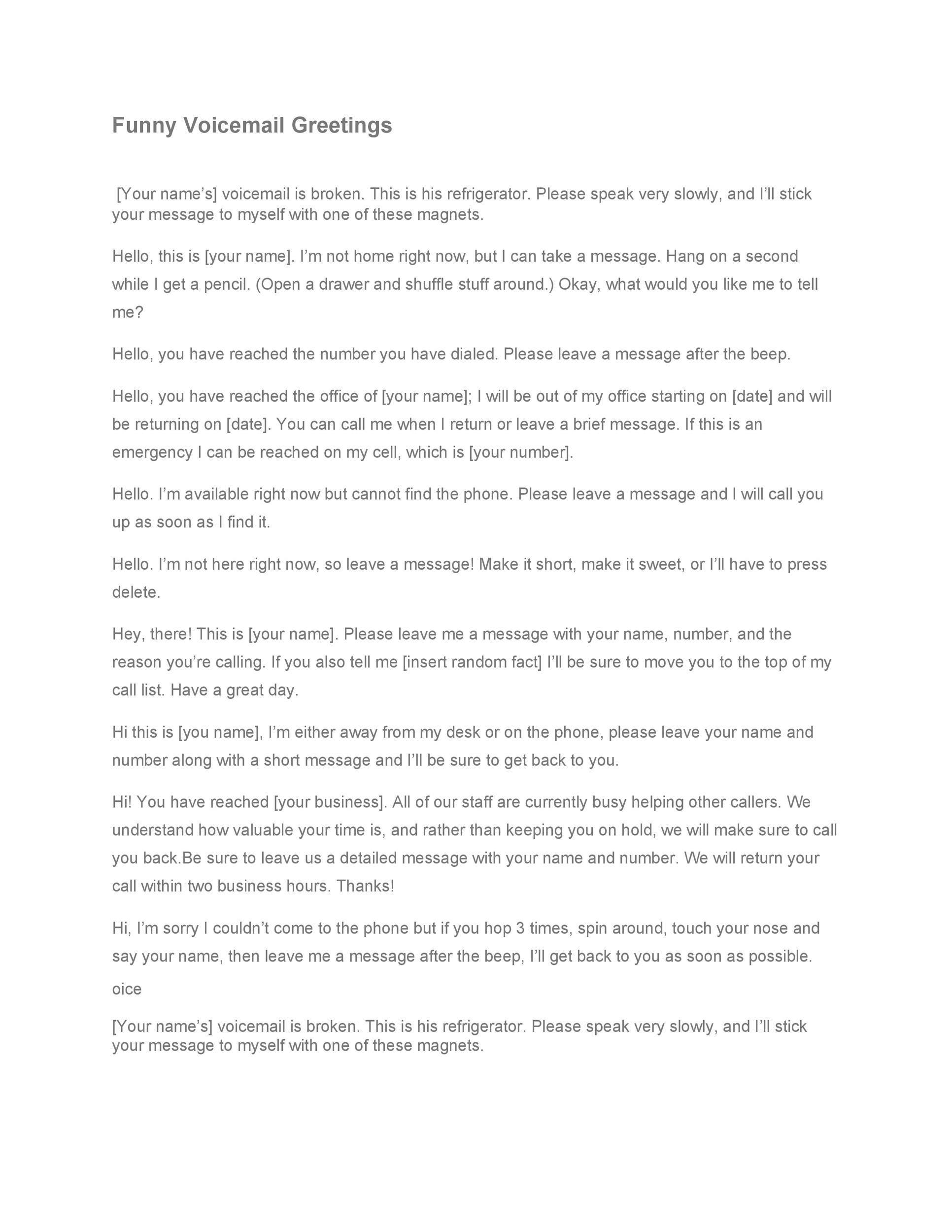 40 Voicemail Greetings Phone Message Templates Business Funny Professional