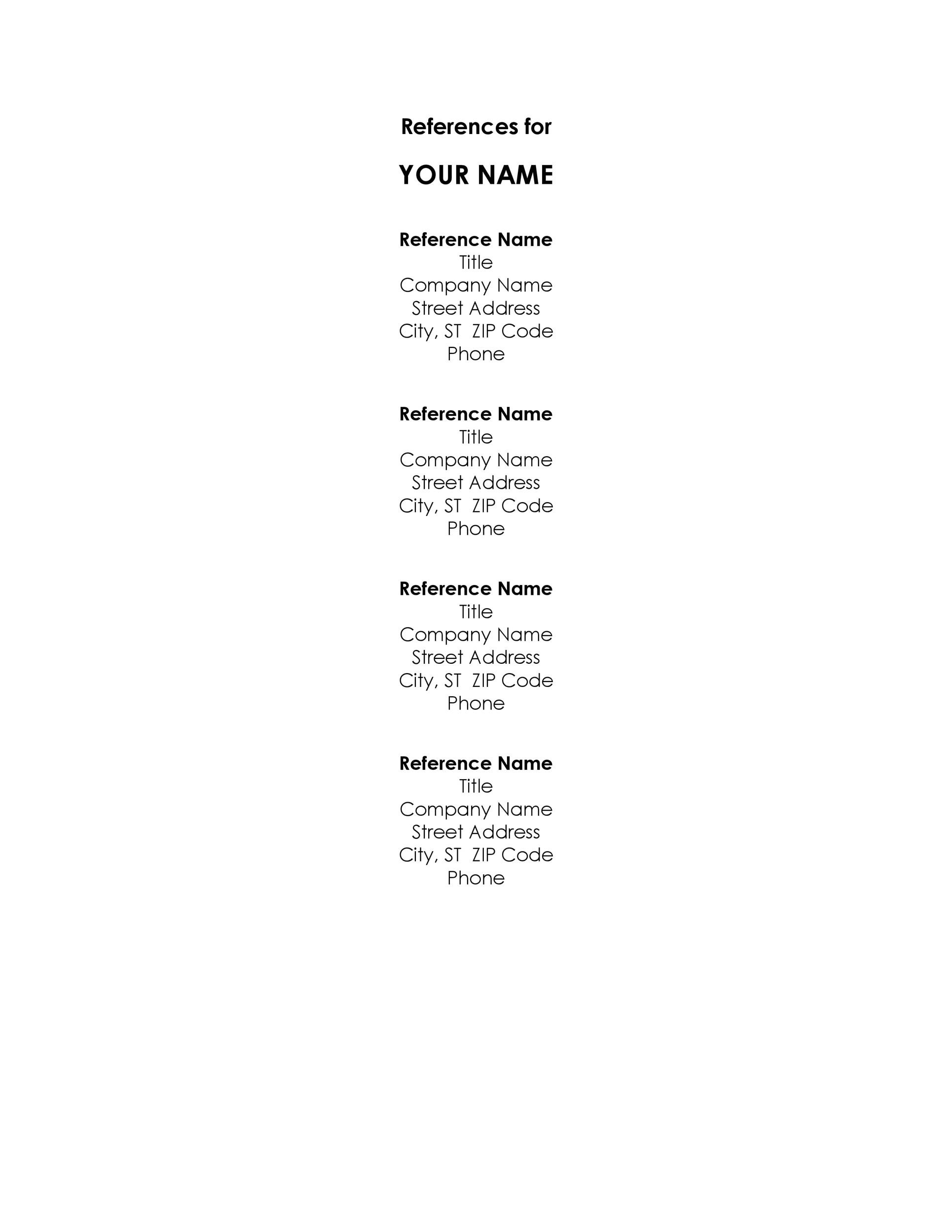 Business References Template