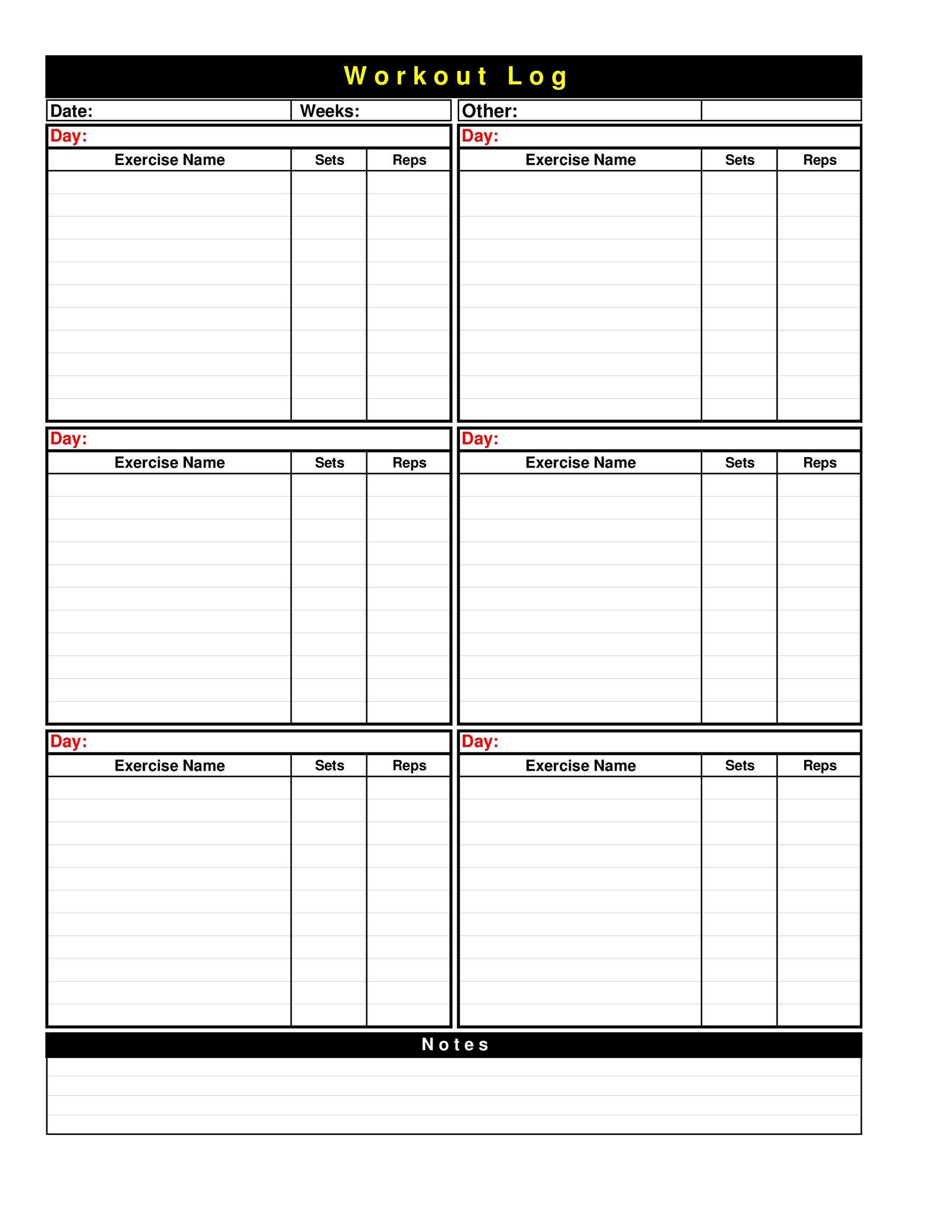 Workout Sheet Templates