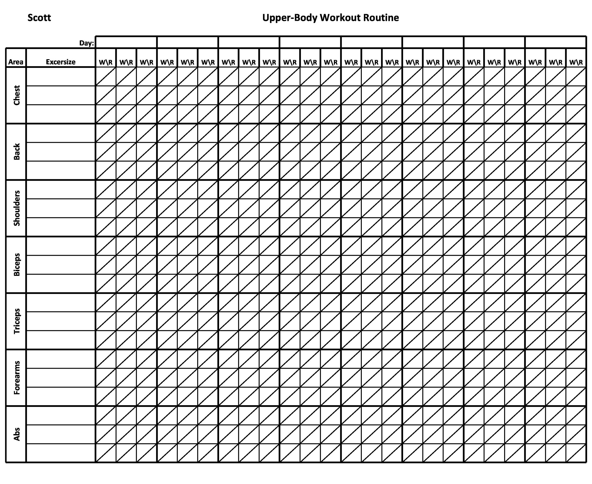 Blank Workout Log