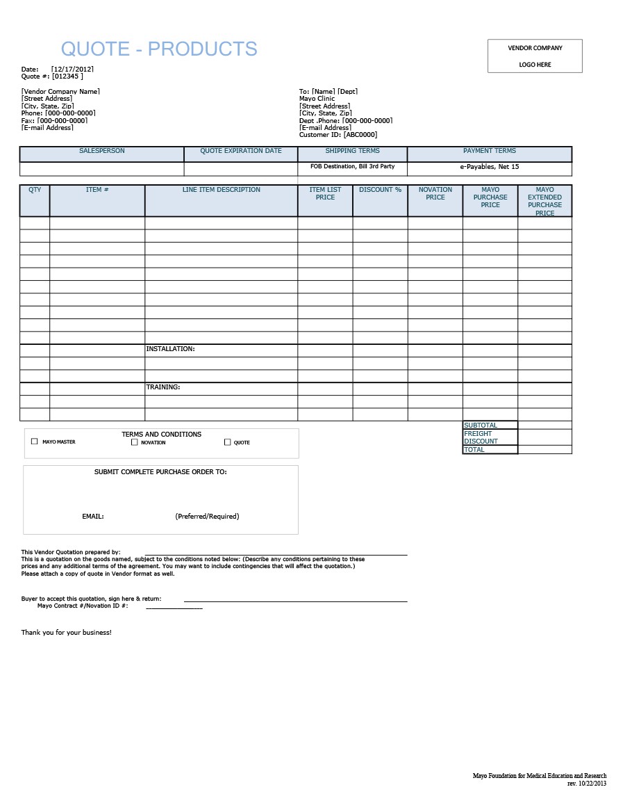 47 Professional Quote Templates 100 Free Download ᐅ Templatelab