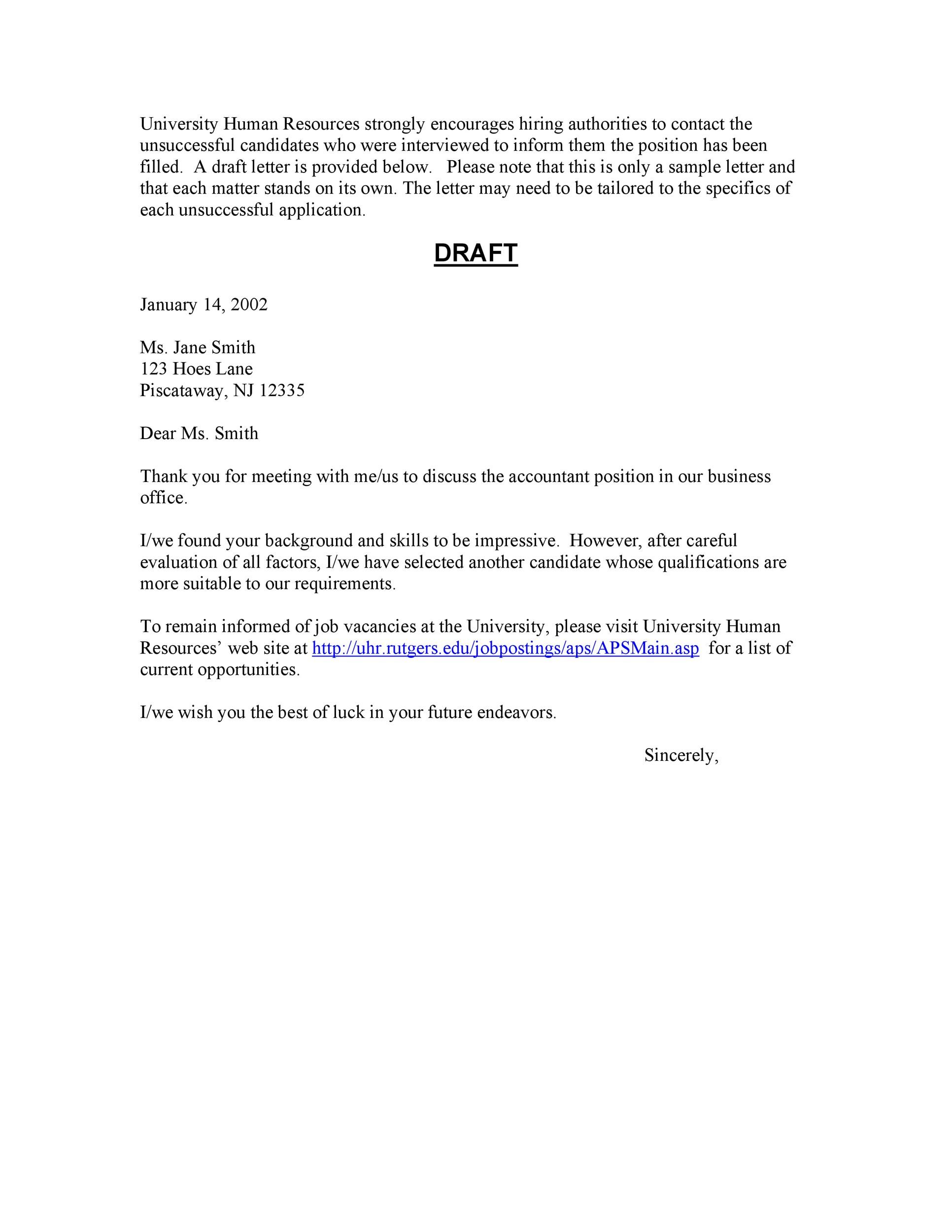 39 Job Rejection Letter Templates Samples ᐅ Templatelab