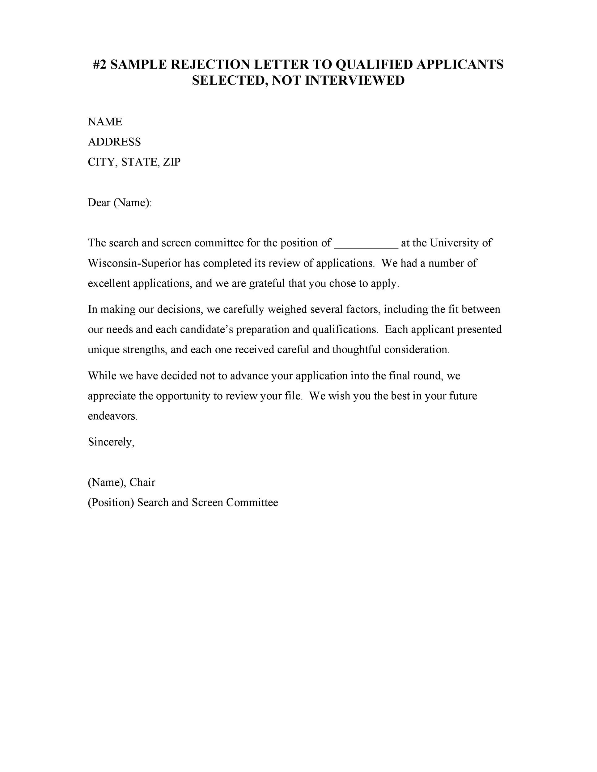 39 Job Rejection Letter Templates Samples ᐅ Templatelab