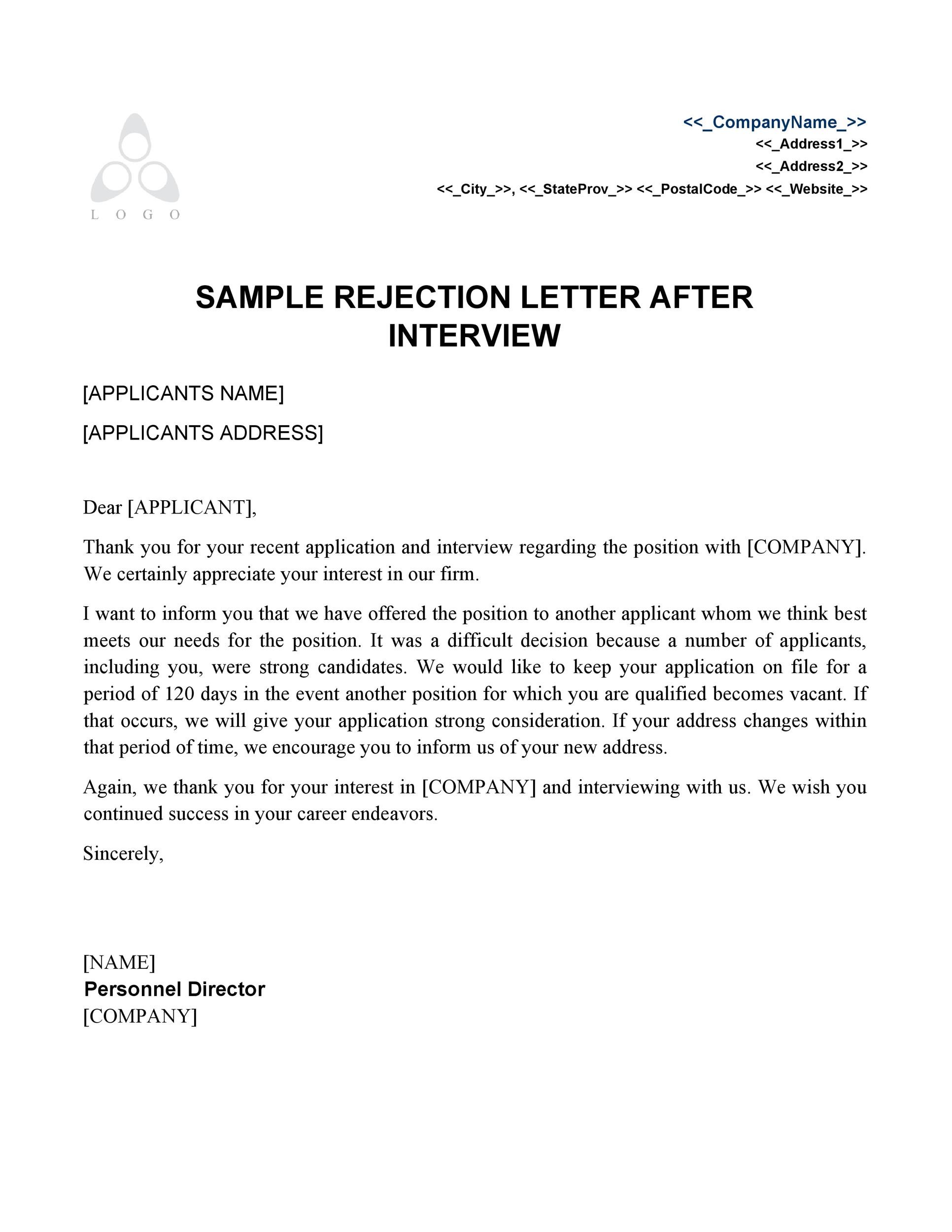 39 Job Rejection Letter Templates Samples ᐅ Templatelab