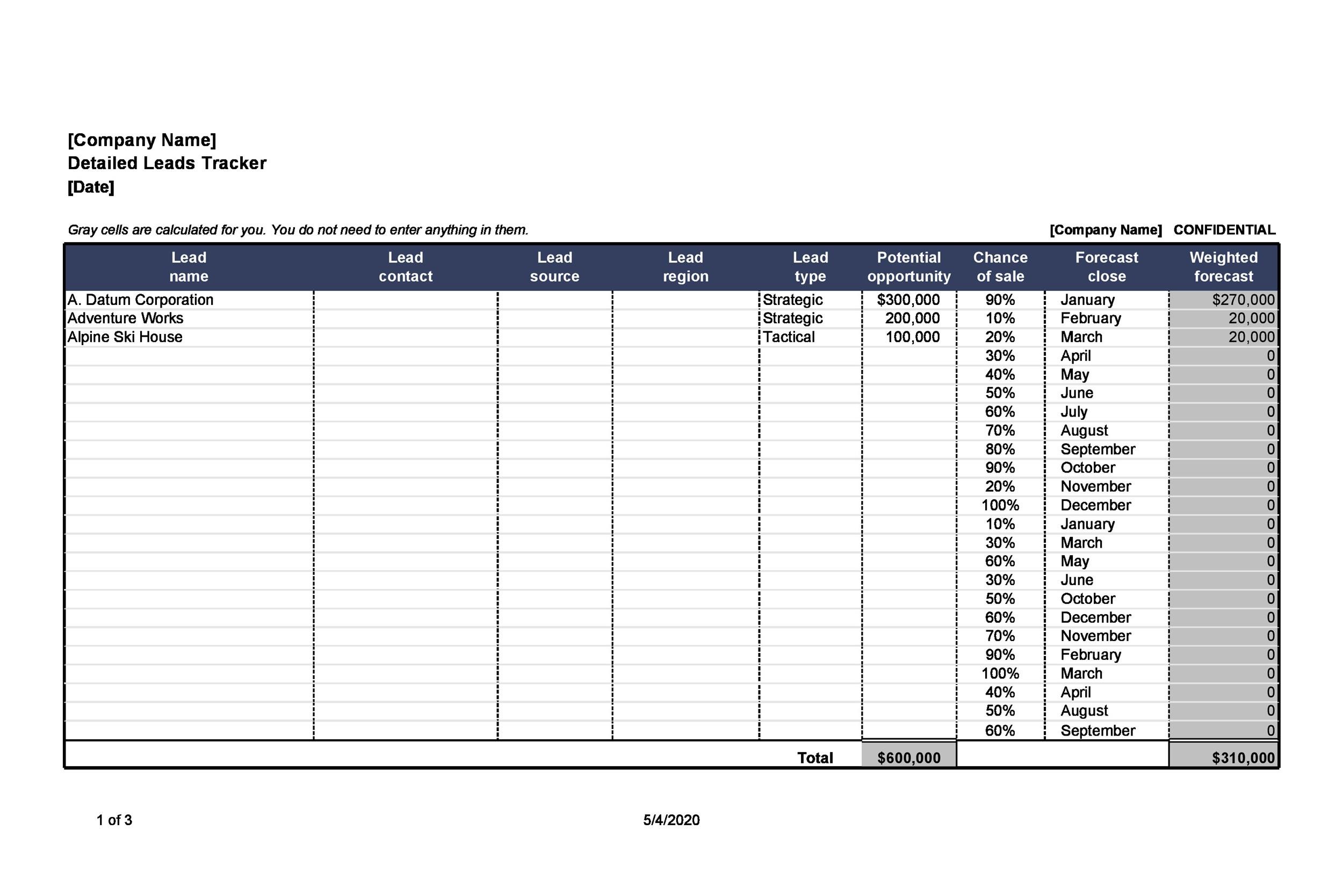 Sales Tracking Sheet Template