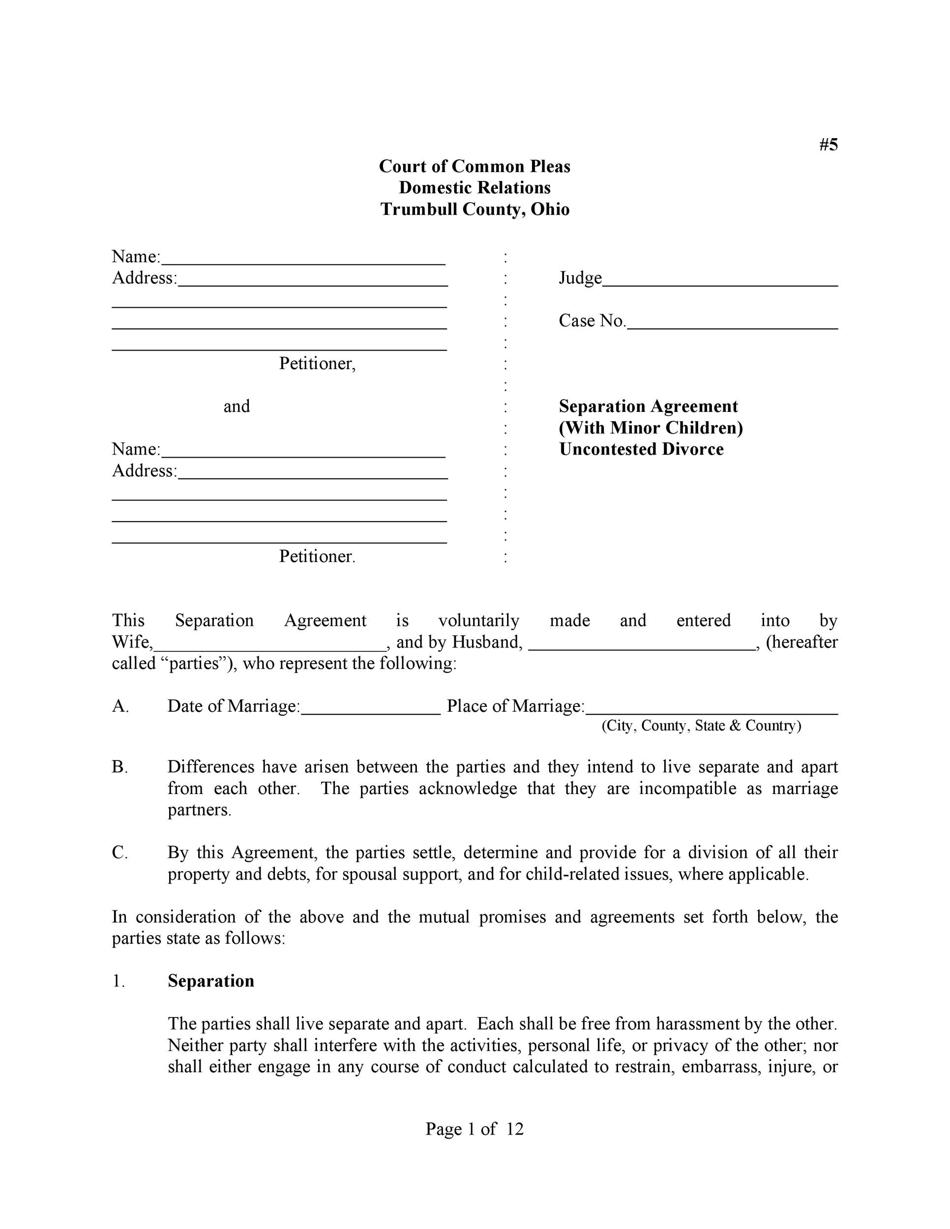 43 Official Separation Agreement Templates Letters Forms ᐅ Templatelab