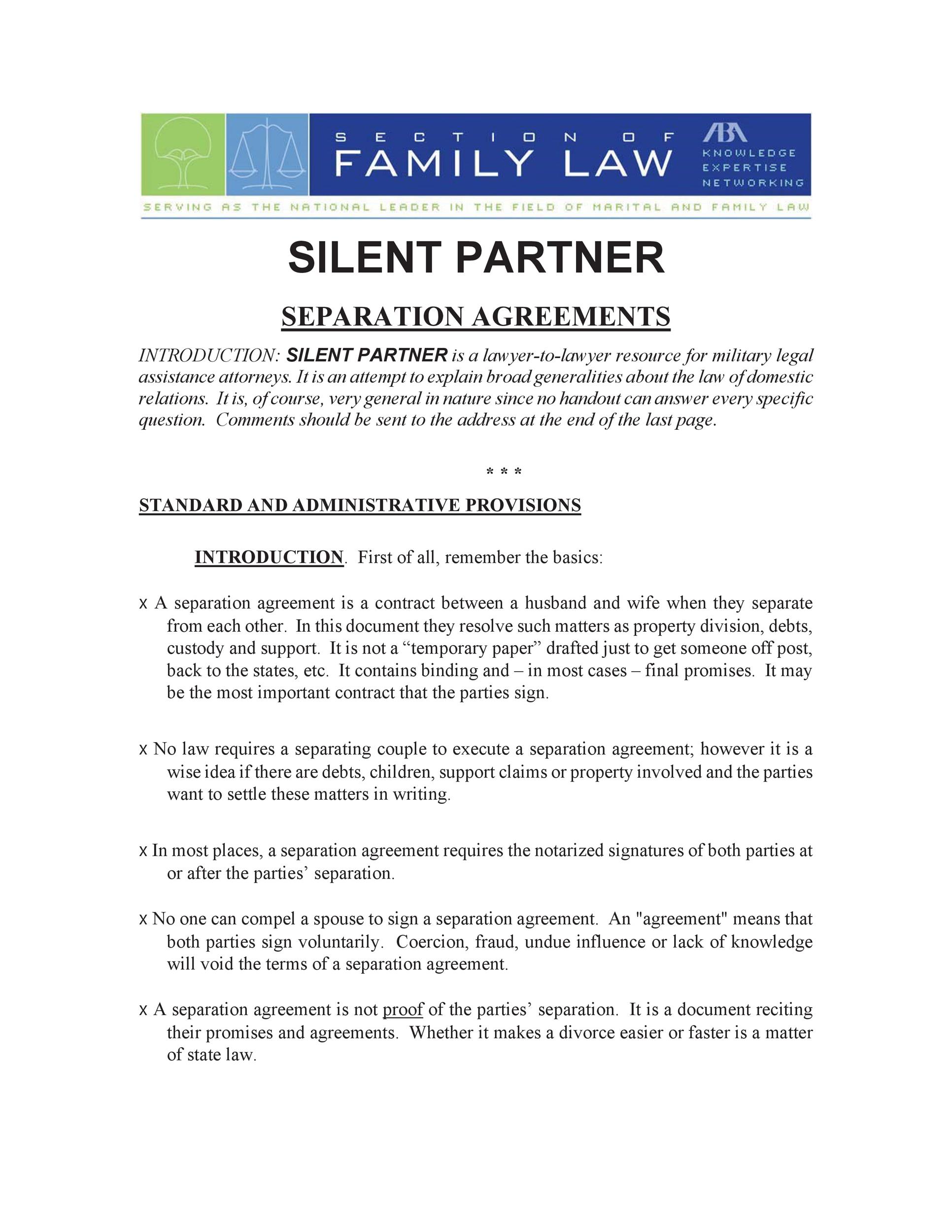 Silent Partner Contract Template