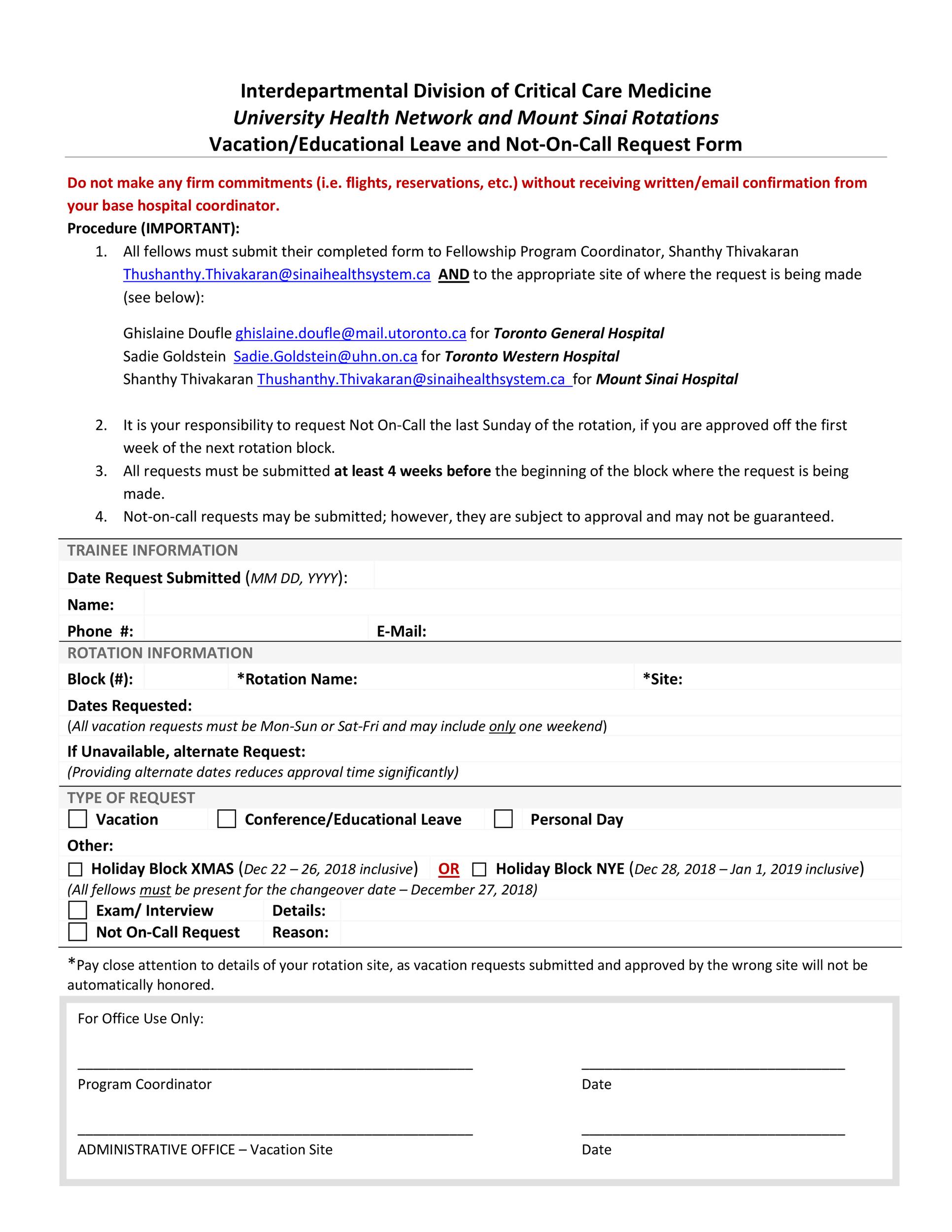 50 Professional Employee Vacation Request Forms Word ᐅ Templatelab