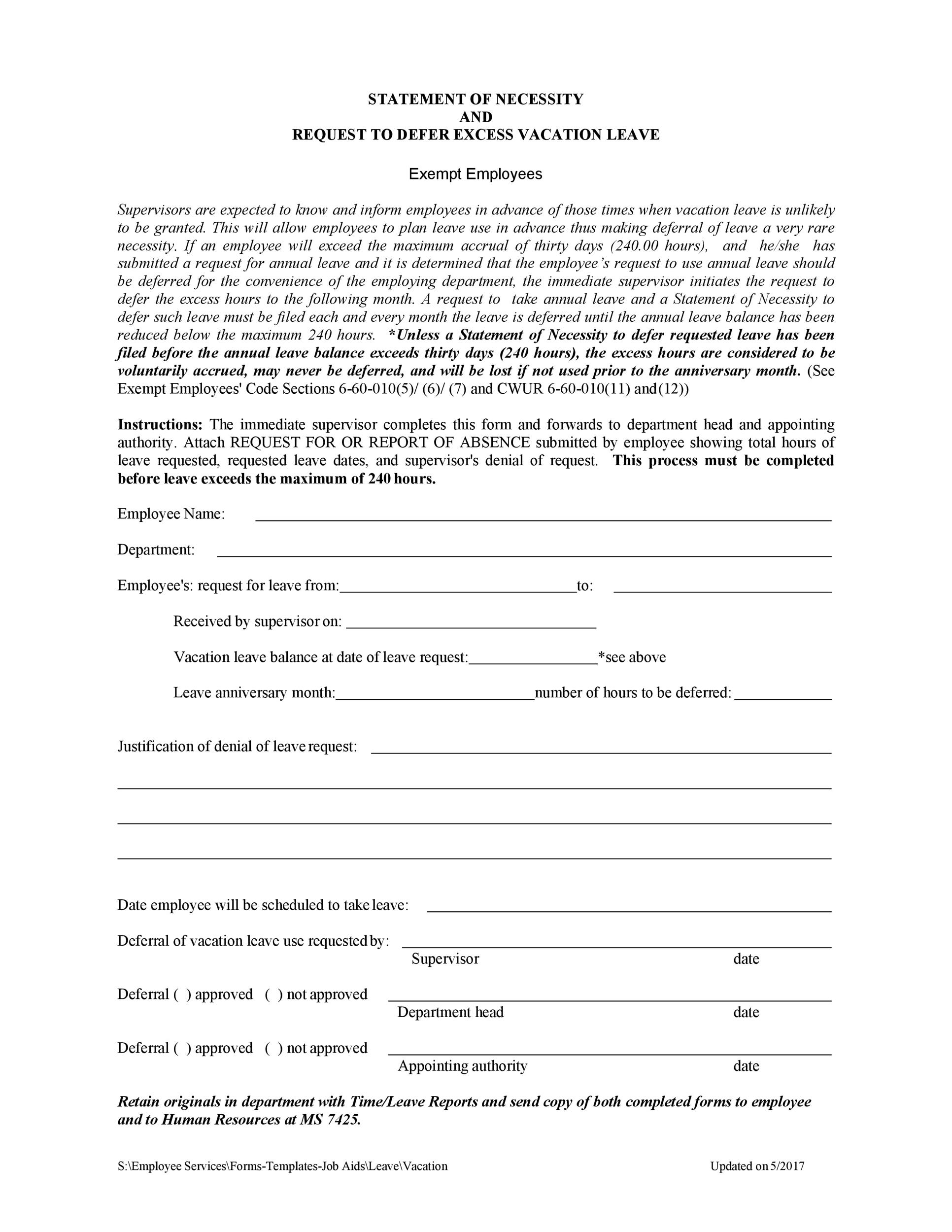 50 Professional Employee Vacation Request Forms Word ᐅ Templatelab