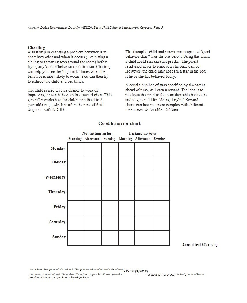 42 Printable Behavior Chart Templates For Kids ᐅ Templatelab