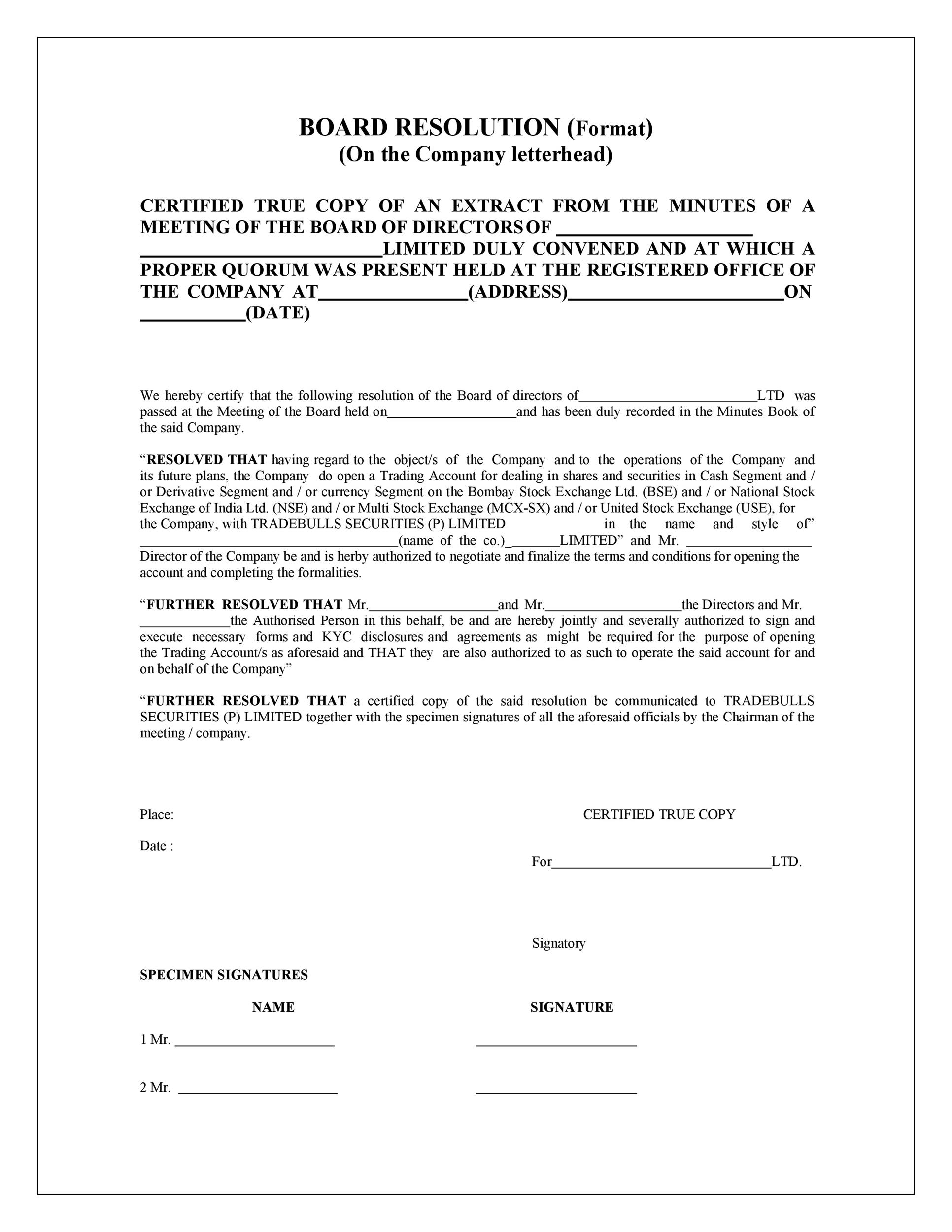 51 Best Board Resolution Templates Samples ᐅ Templatelab