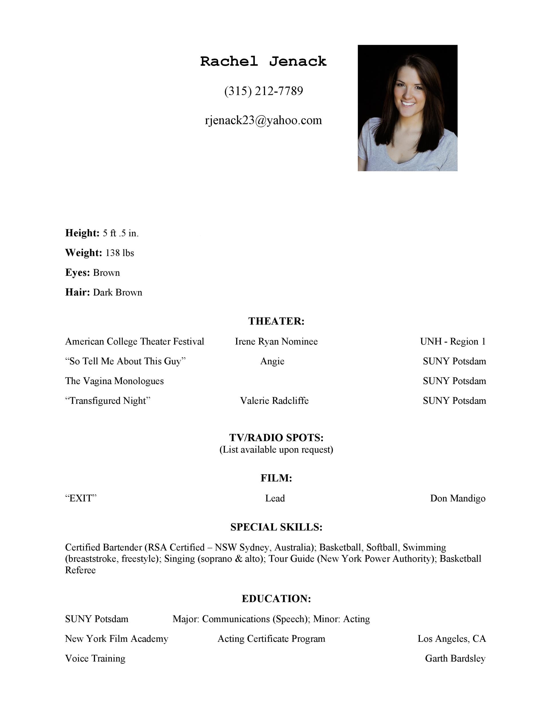 50 Free Acting Resume Templates Word Google Docs Templatelab 1767x2500 Acting Resume Template 27 