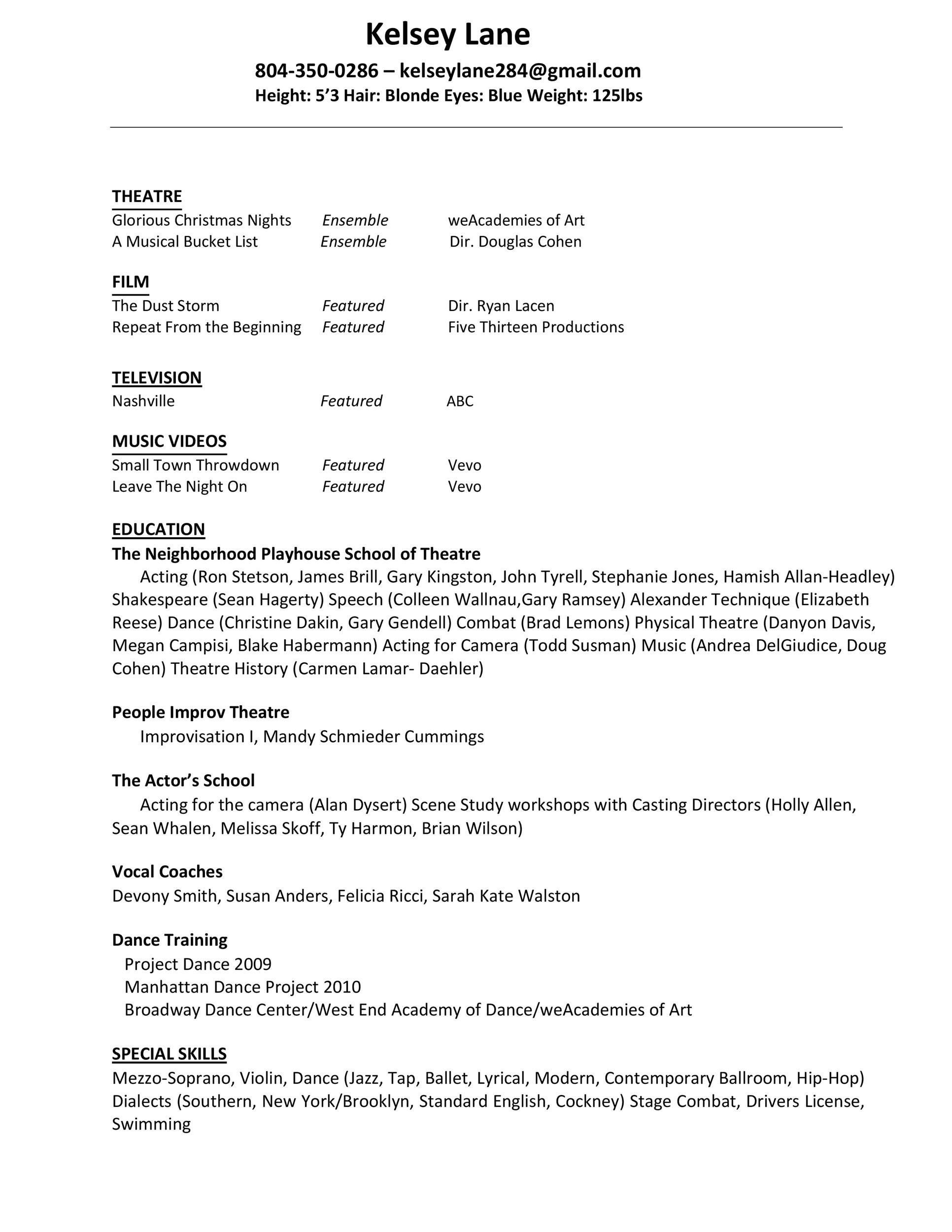 50 FREE Acting Resume Templates Word Google Docs TemplateLab Acting Resume Template 43 