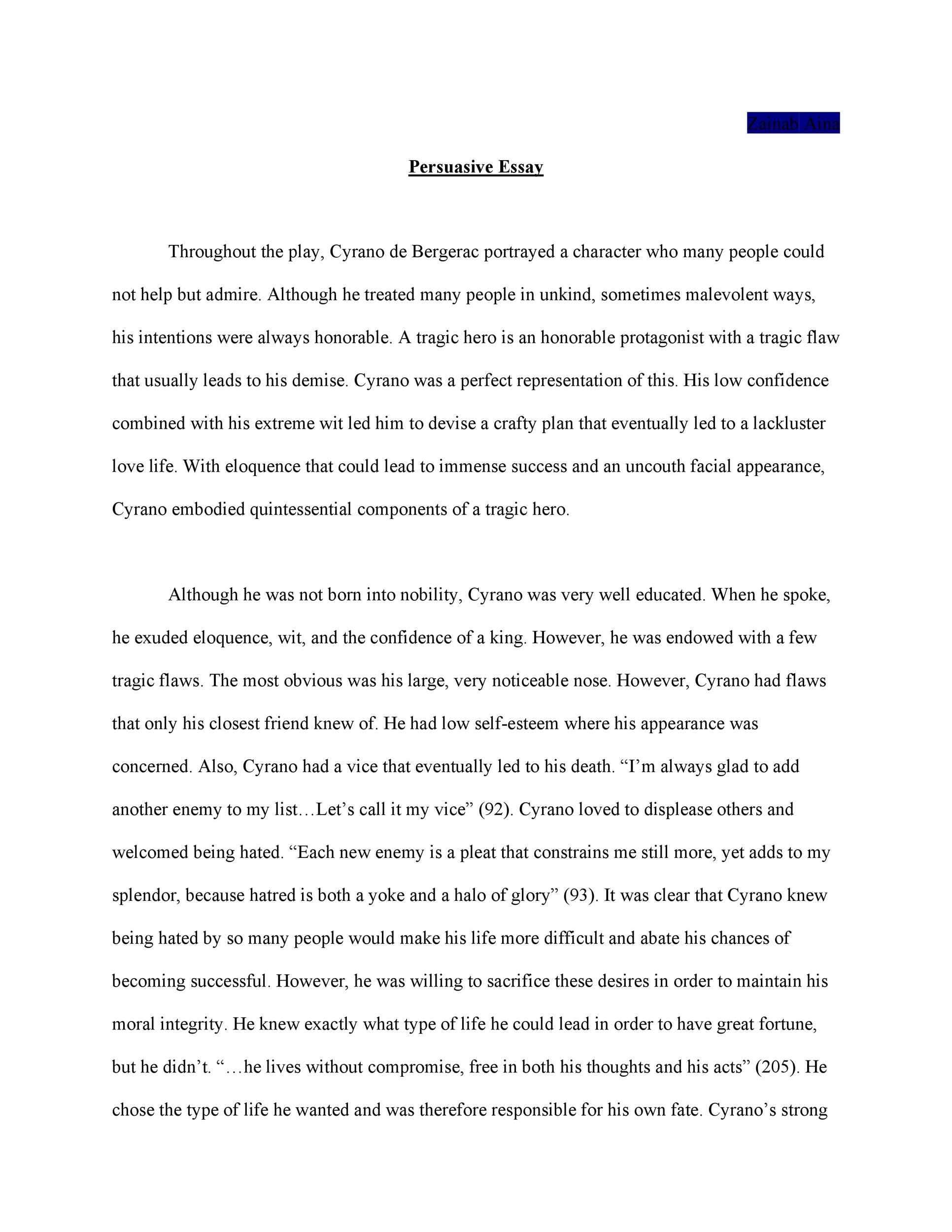 Check your paper and ask the writer to . 50 Free Persuasive Essay Examples Best Topics Á Templatelab