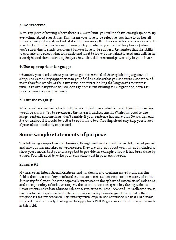 Using the same objective for every job application. 50 Statement Of Purpose Examples Graduate School Mba Phd á…