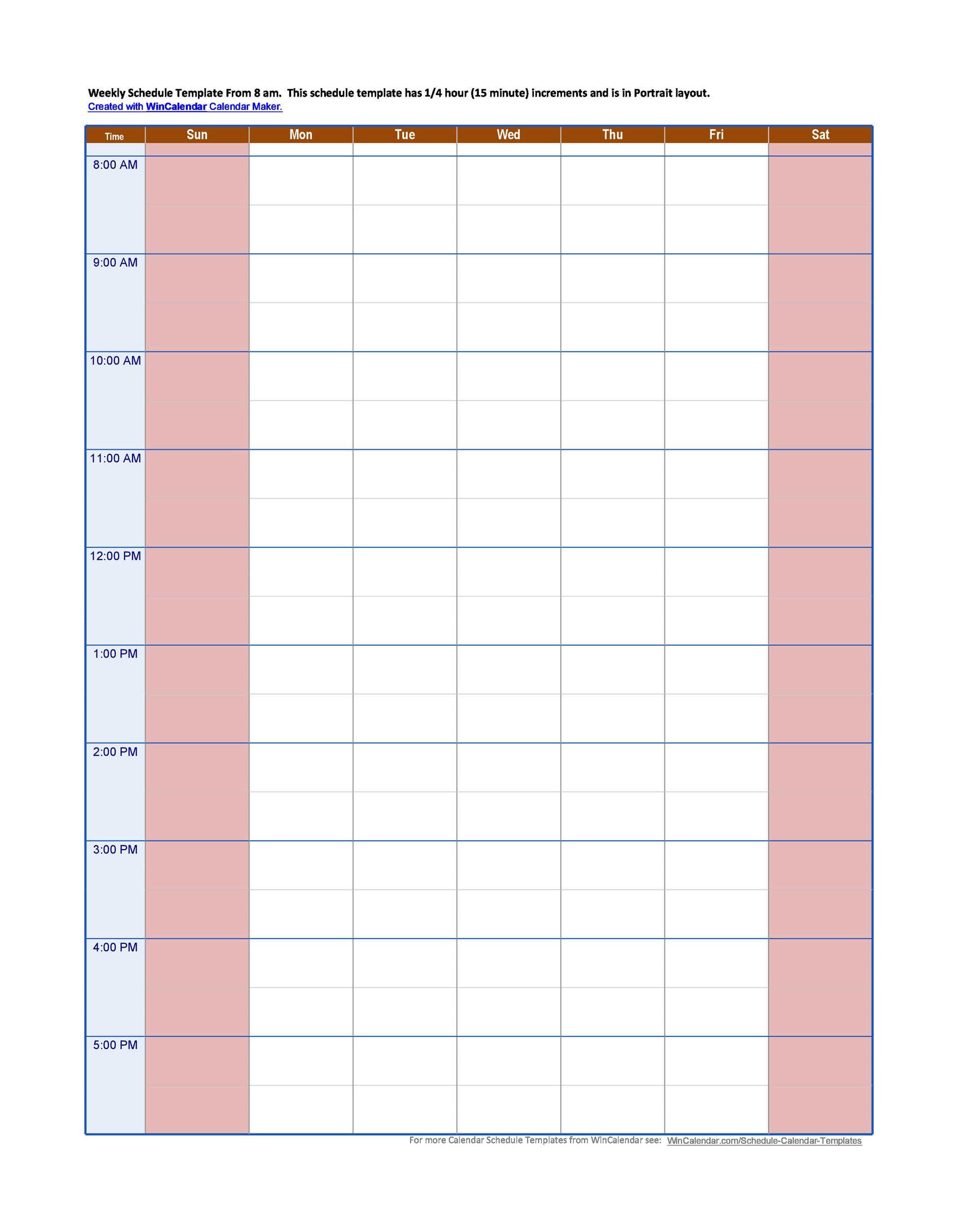 Free Hourly Calendar