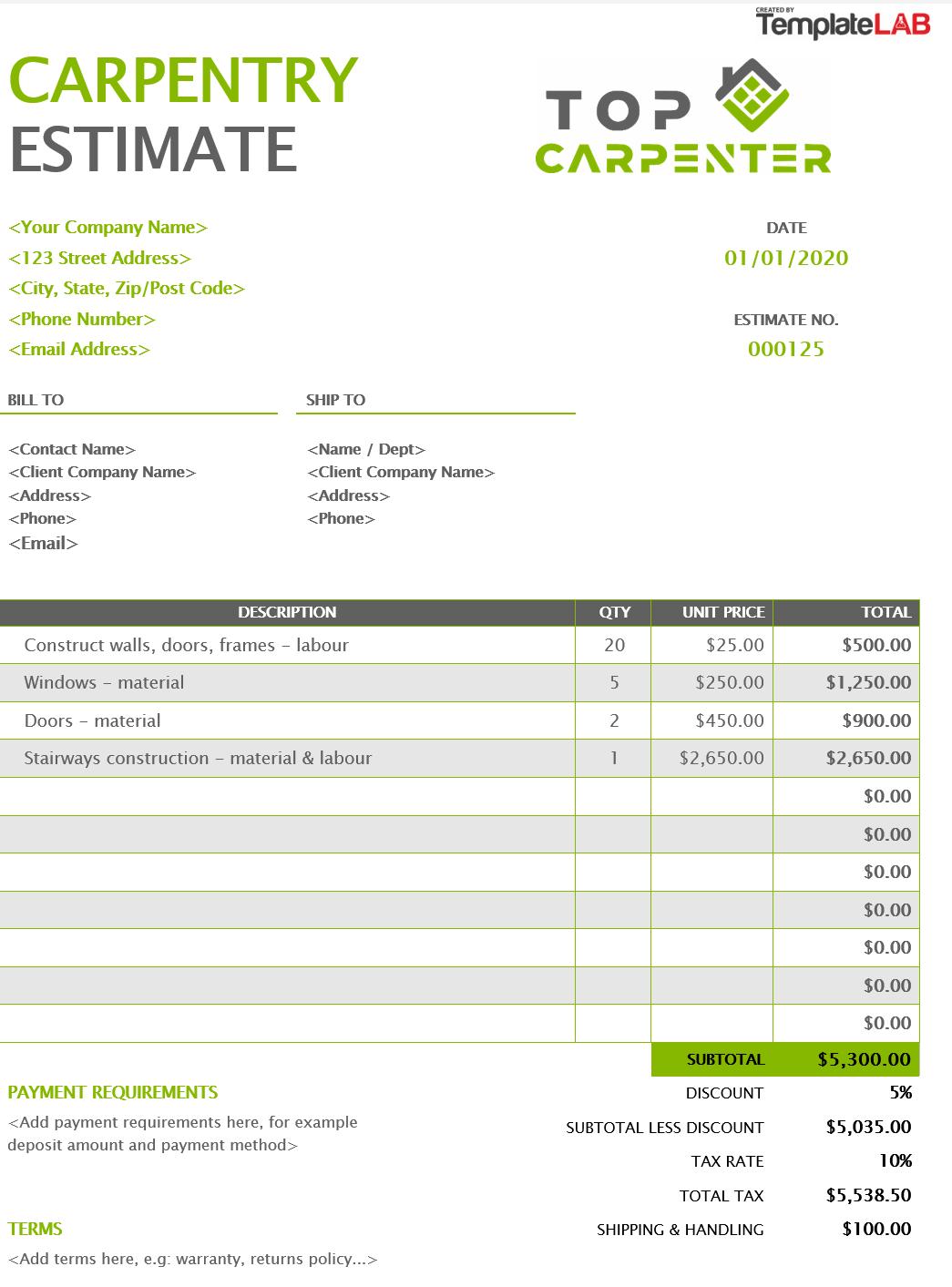 Carpentry Contract Template