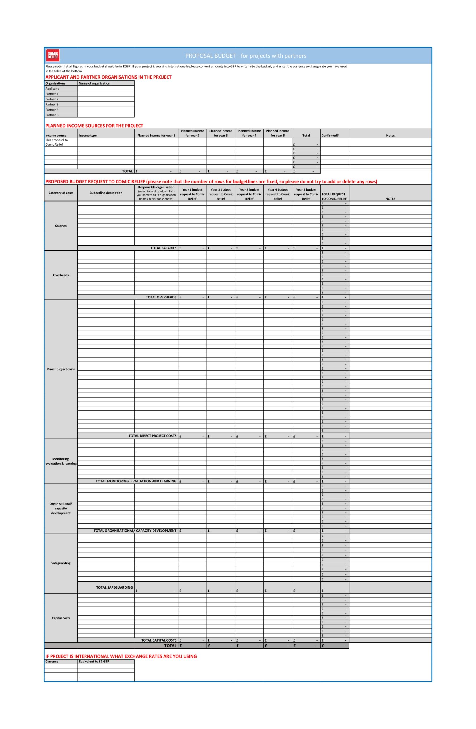 Project Budget Plan Template