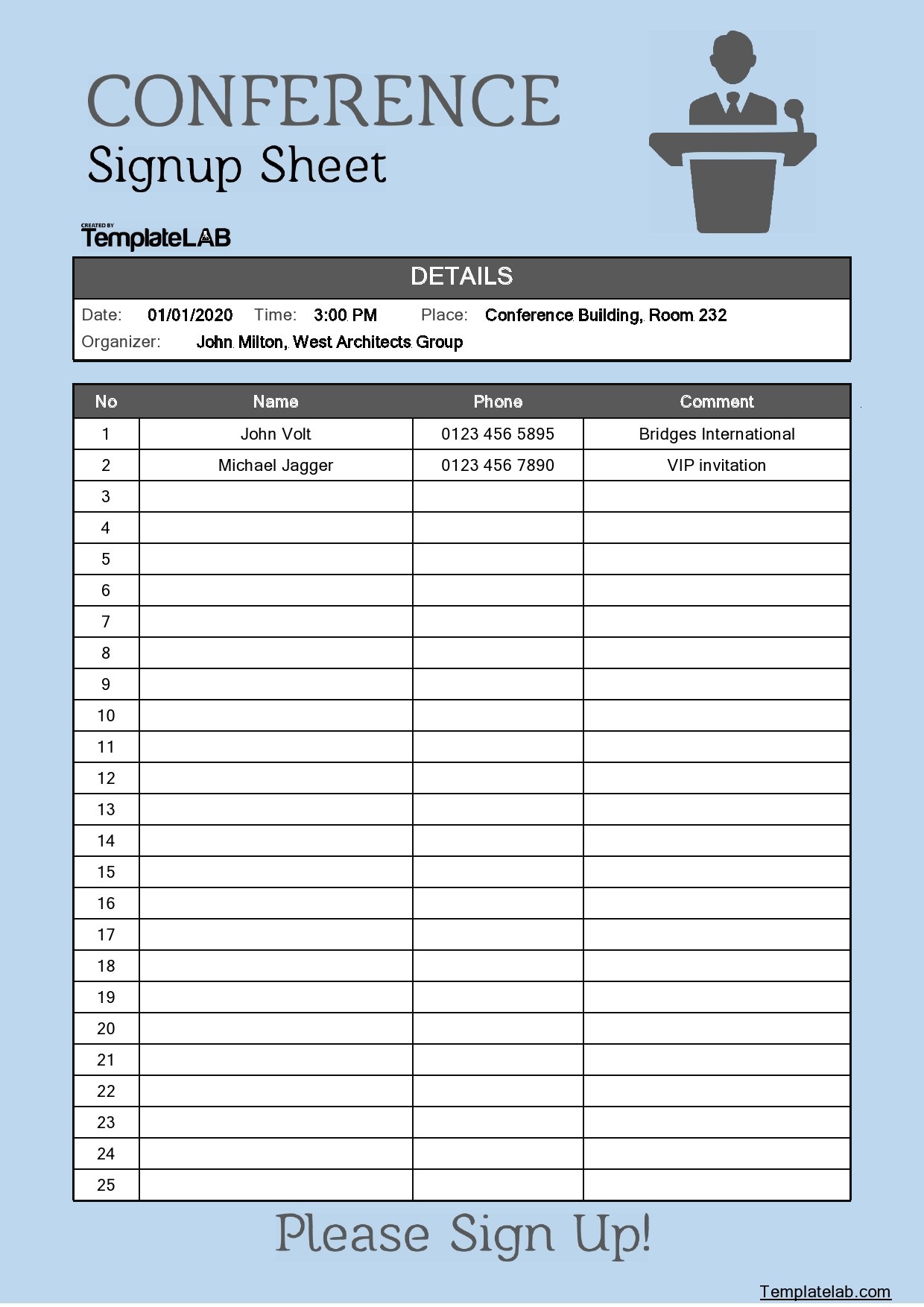 Real Estate Sign In Sheet Template