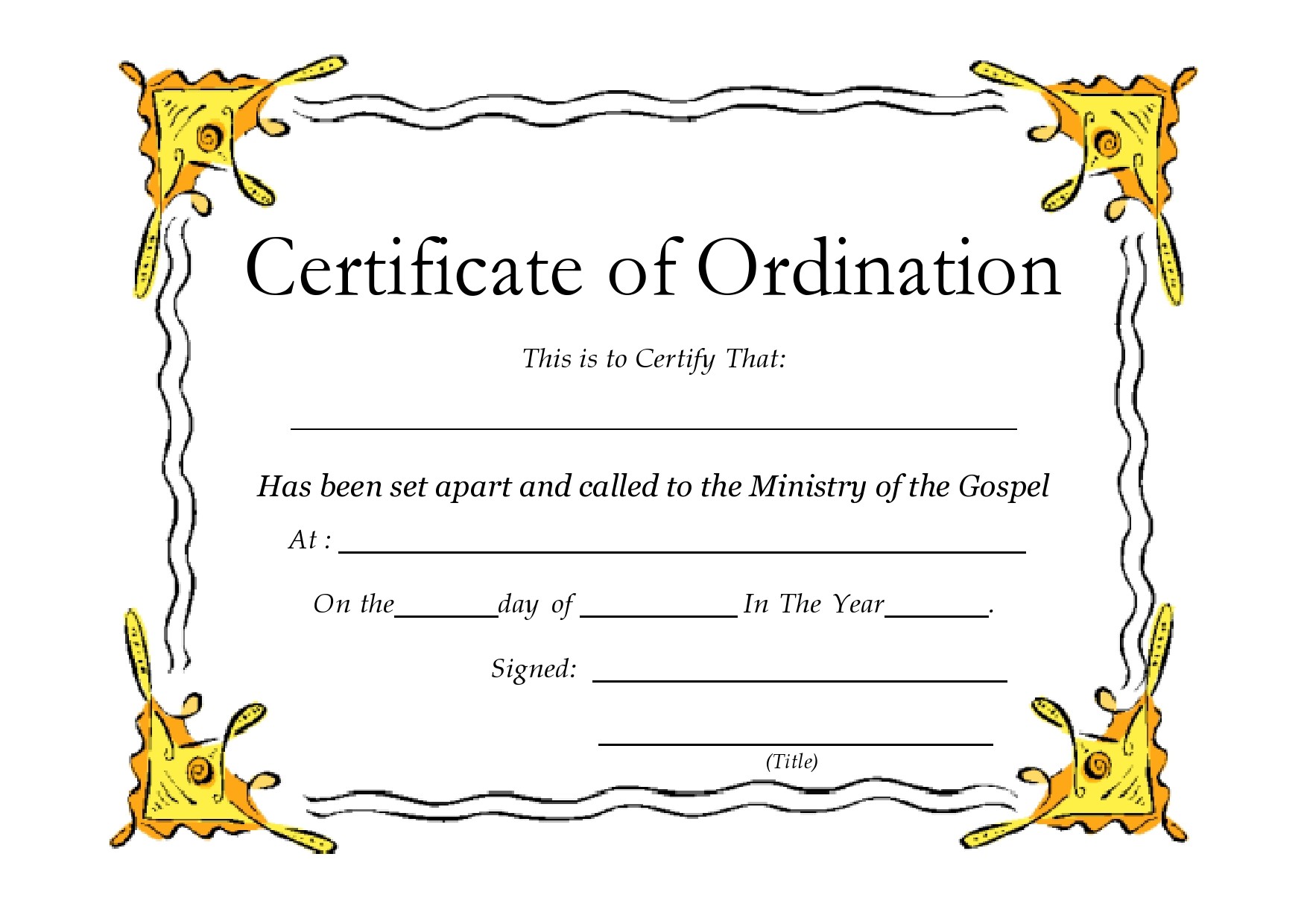 A minister ordained over the internet who has no congregation and no church to preach in is nonetheless empowered under pennsylvania law to . 38 Ordination Certificate Templates Free Printables
