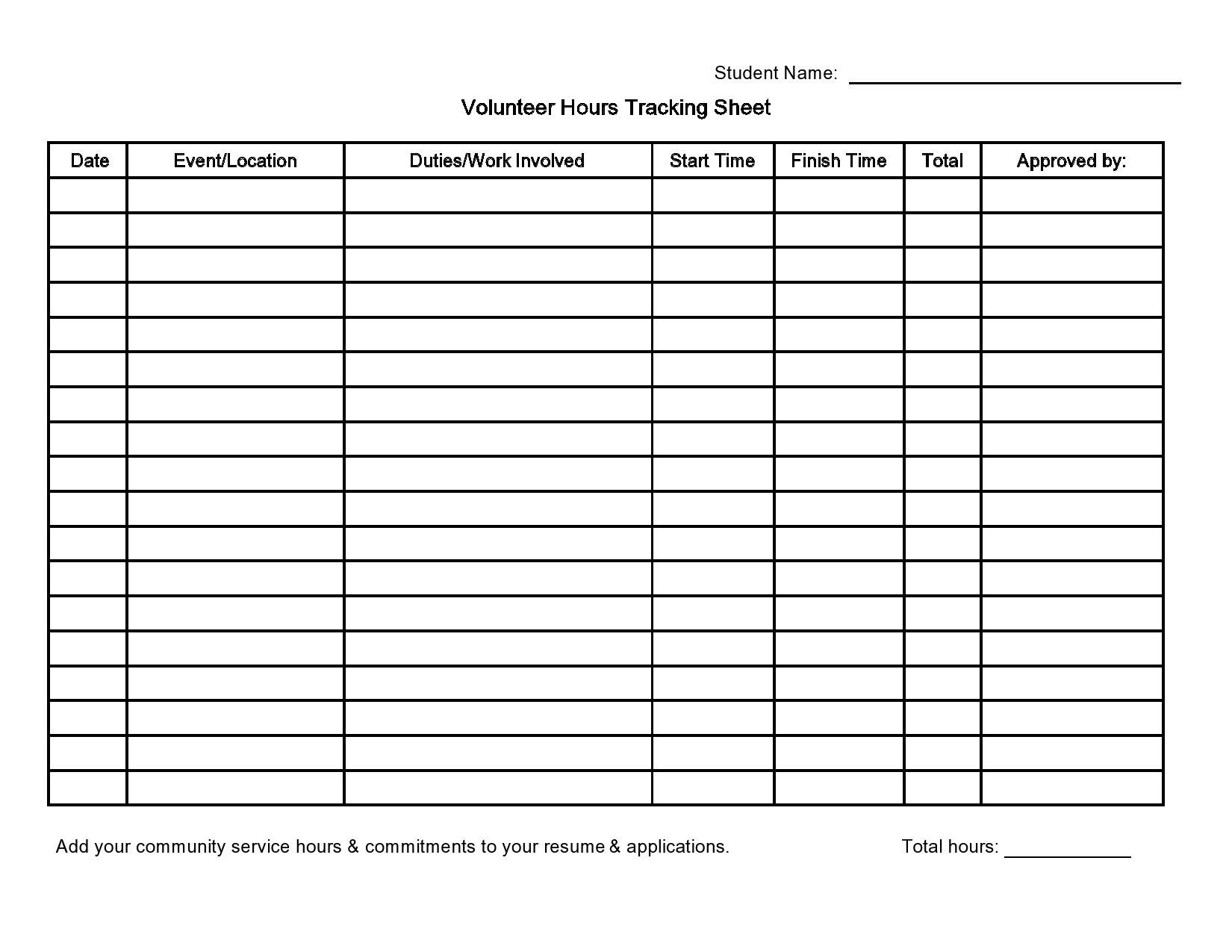 47 blank volunteer hours log templates excel word