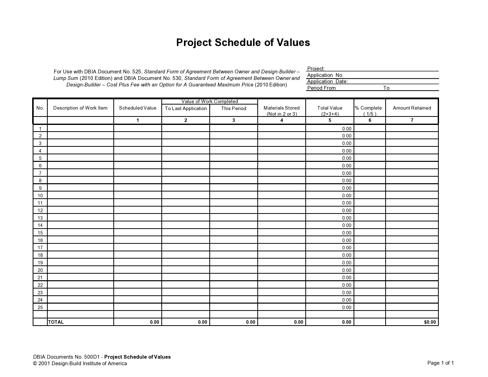 40 blank schedule of values templates excel word