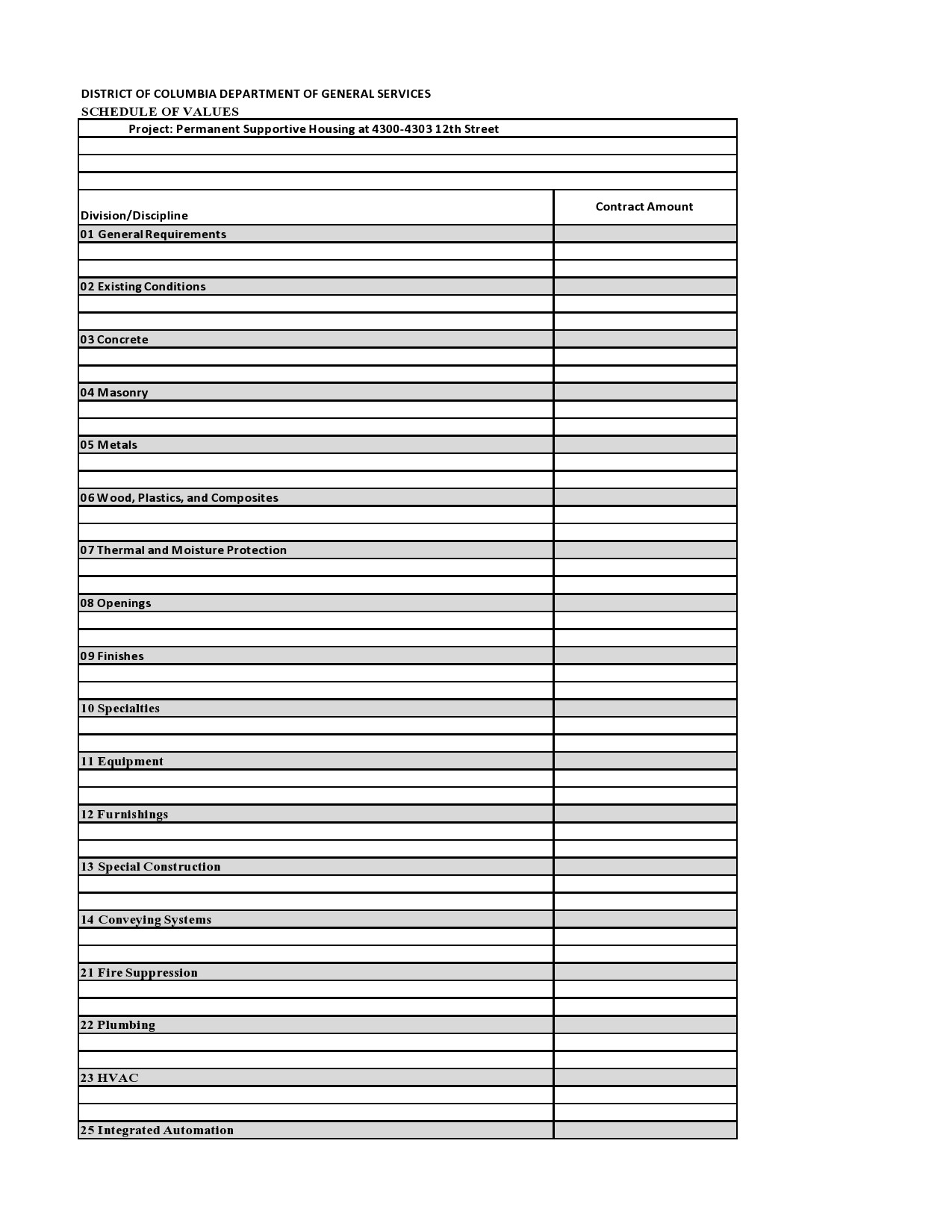 40 blank schedule of values templates excel word