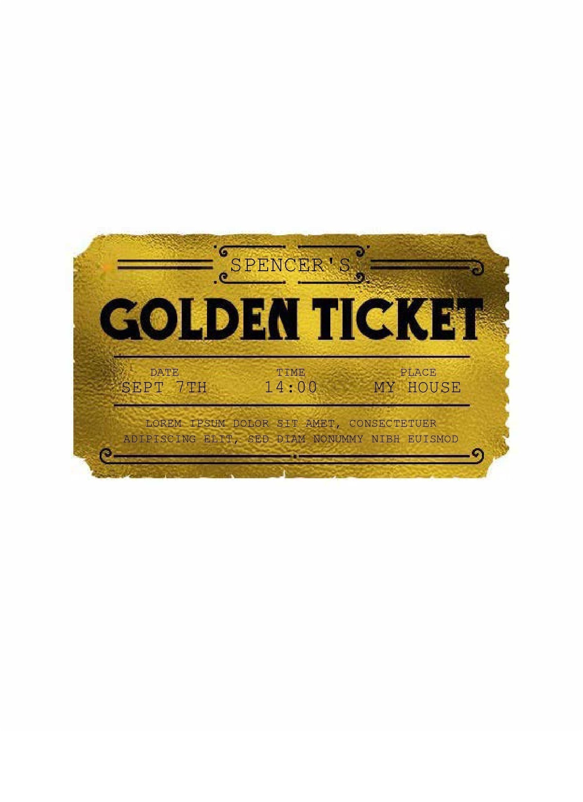 Golden Ticket Party Invitation Template Free