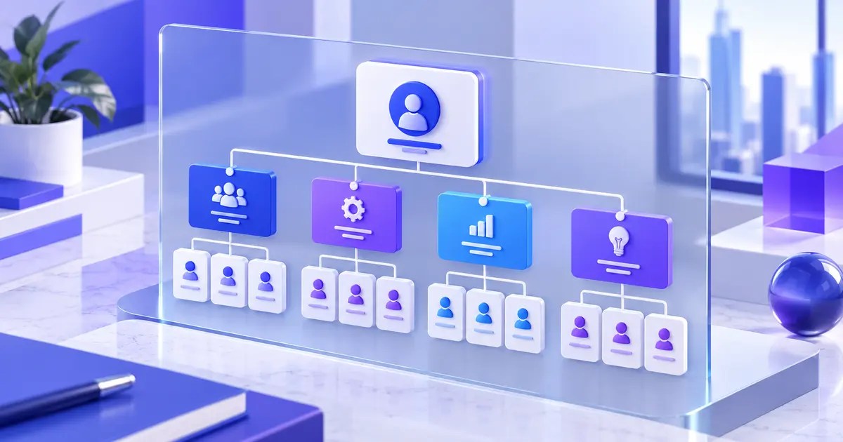 Professional organizational hierarchy chart and department structure