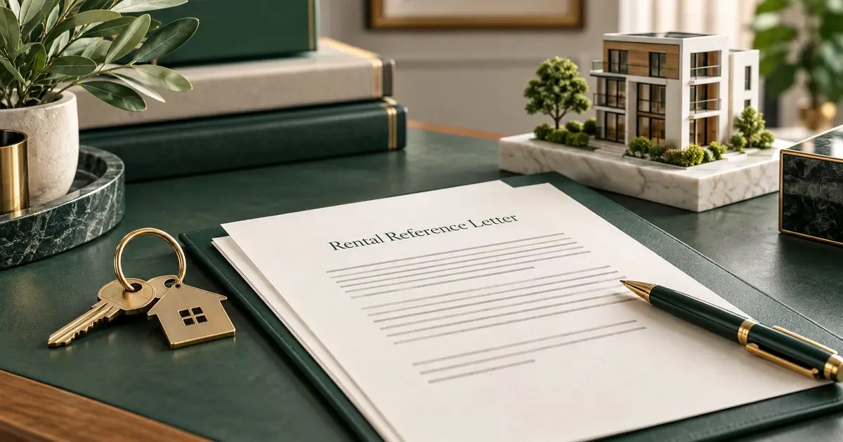 Rental reference letter with apartment keys and home model