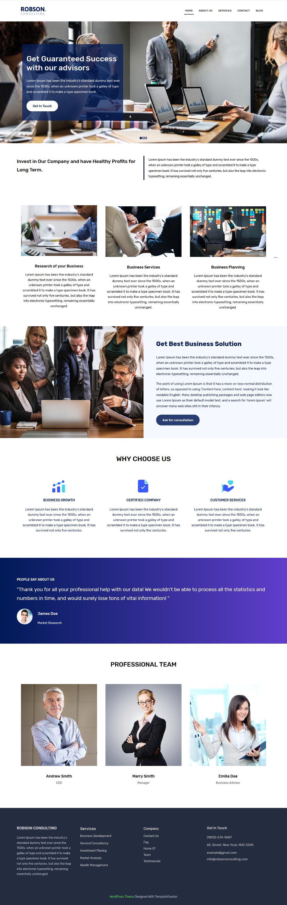 Robson Consulting Business Html Template Templatetoaster
