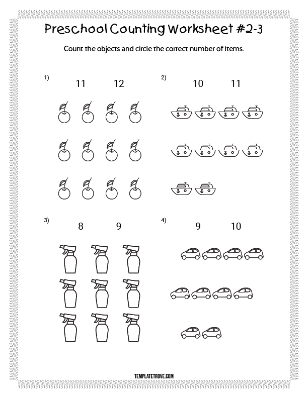 Preschool counting worksheet 2