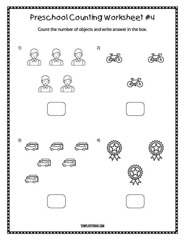 Preschool counting worksheet 4