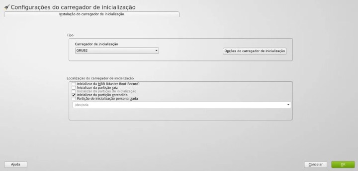 Tela Principal - YaST2 Boot Loader