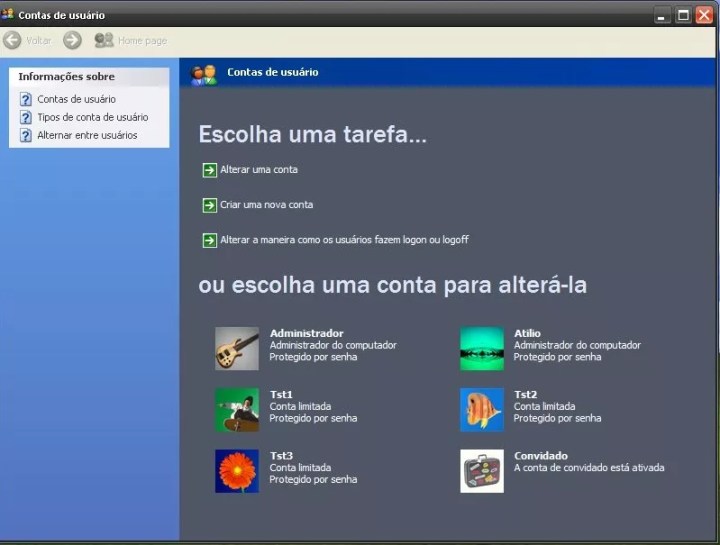 Contas no Windows