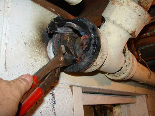 You can use mineral spirits to remove leftover caulk residue. How to plumb a Lead Joint, by Mark Weilhammer