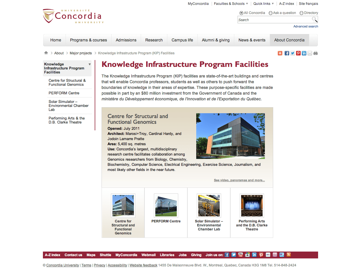 Knowledge Infrastructure Program Facilities Concordia University